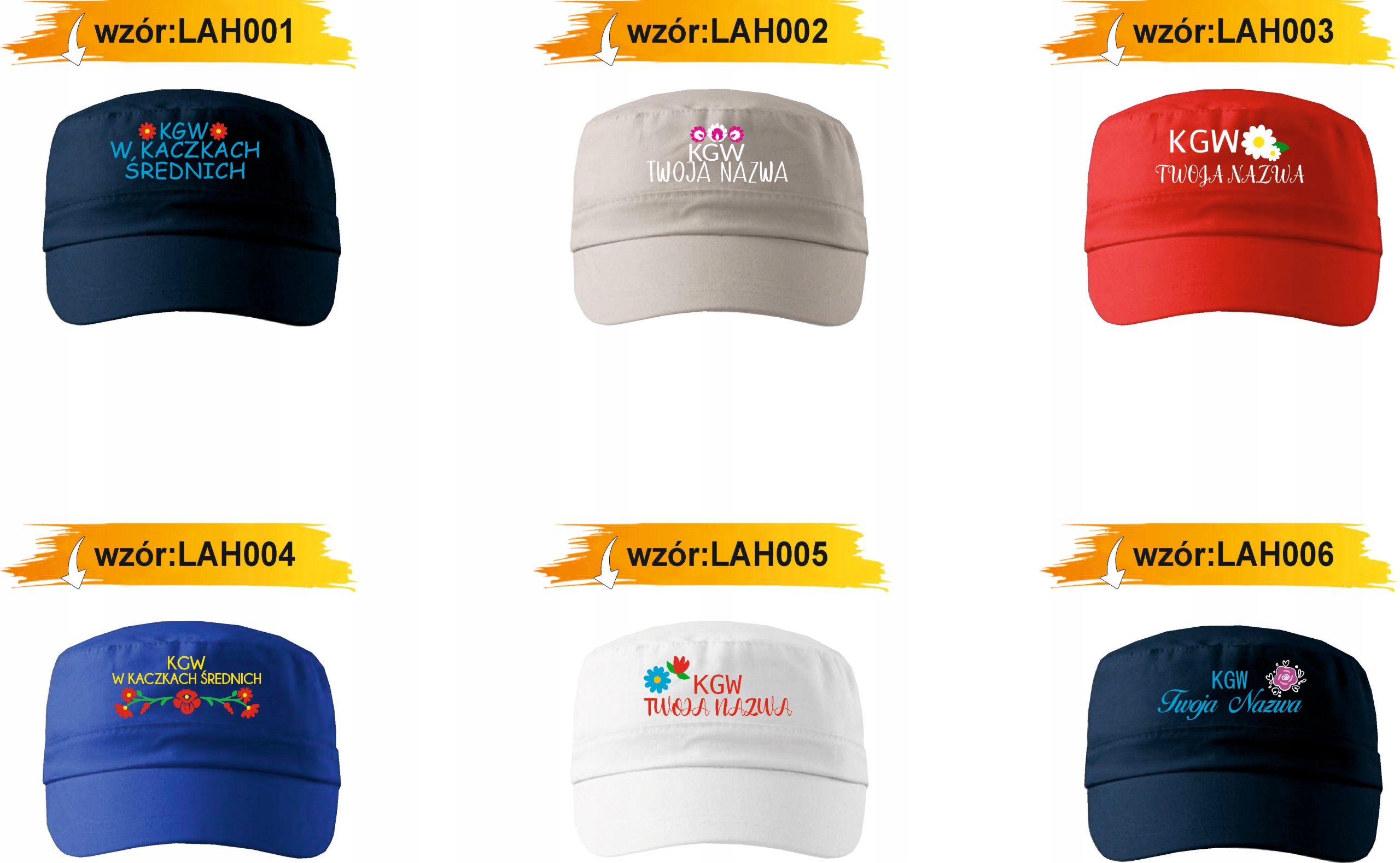 CZAPKA LETNIA LATINO Z DASZKIEM HAFT KGW koło gospodyń wiejskich twój tekst