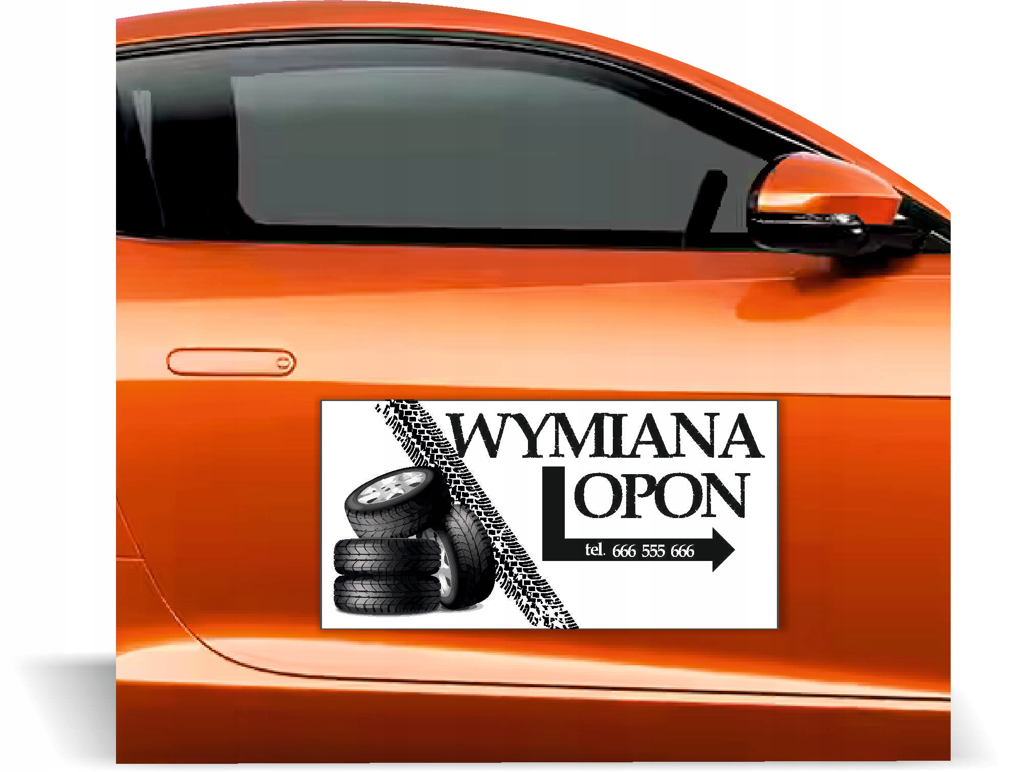 Magnes na samochód reklama magnetyczna 60x30cm WYMIANA OPON różne wzory