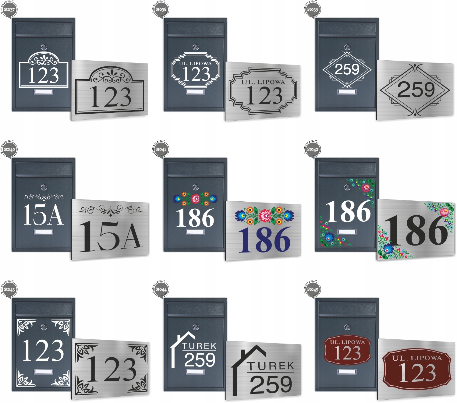 Skrzynka Pocztowa na listy z nadrukiem Numeru domu + Tablica adresowa ALU