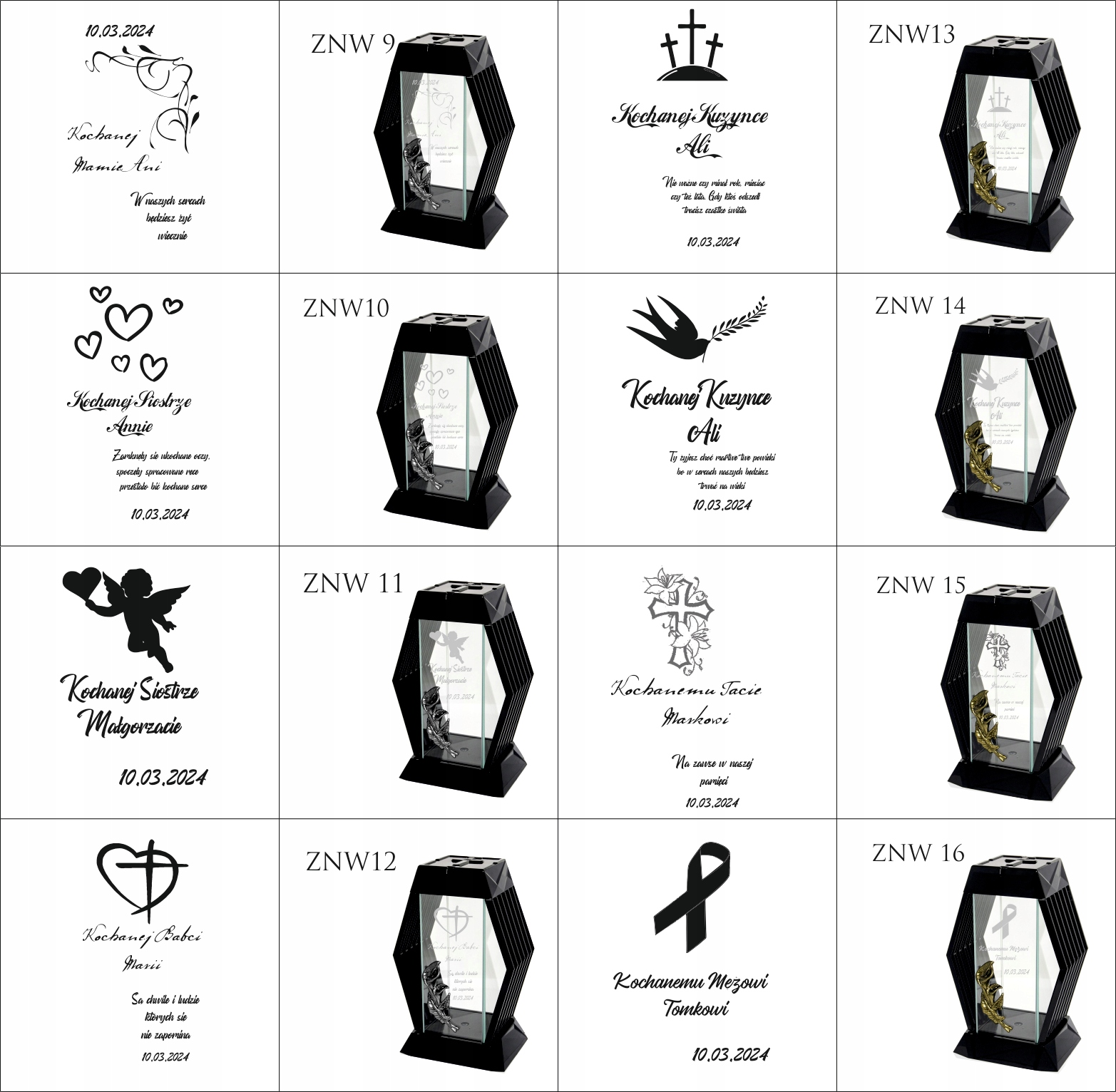 NOWOCZESNY ZNICZ z grawerem personalizowany twój napis kochanym dziadkom