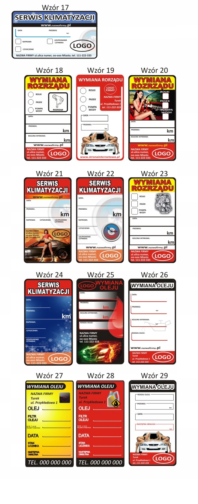 Naklejka SERWISOWA wymiana OLEJU ROZRZĄD KLIMA 2sz
