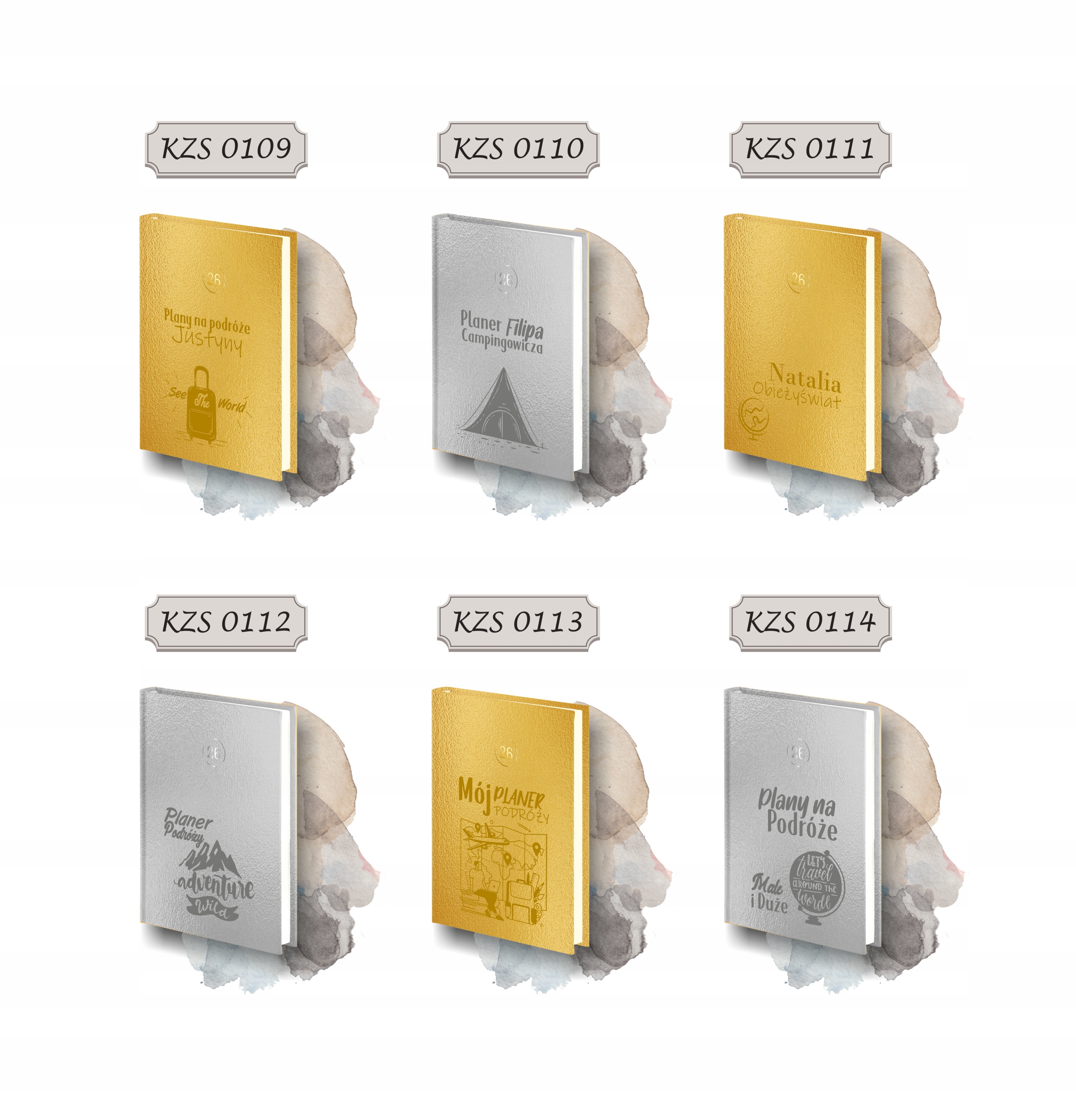 PLANER z imieniem kalendarz dzienny A4 2026 złoty srebrny z grawerem