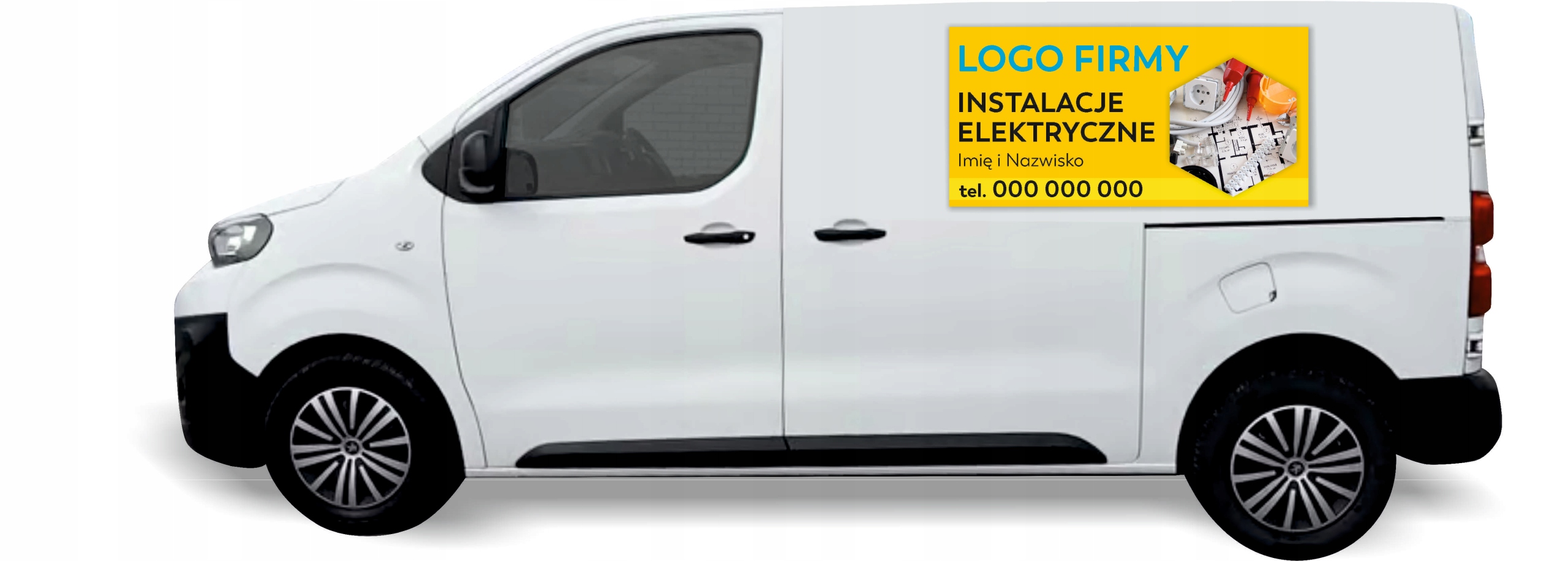 Reklama Naklejka na samochód INSTALACJE ELEKTRYCZNE dużo wzorów