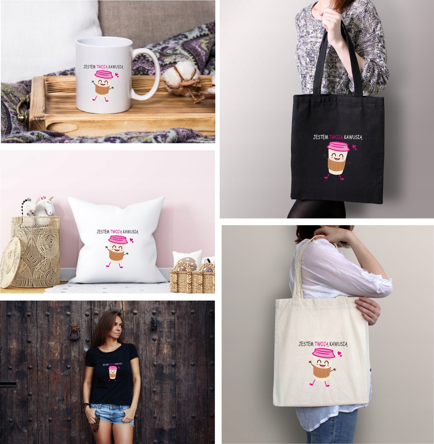 Eko Torba z nadrukiem PREZENT WALENTYNKI KAWUSIA