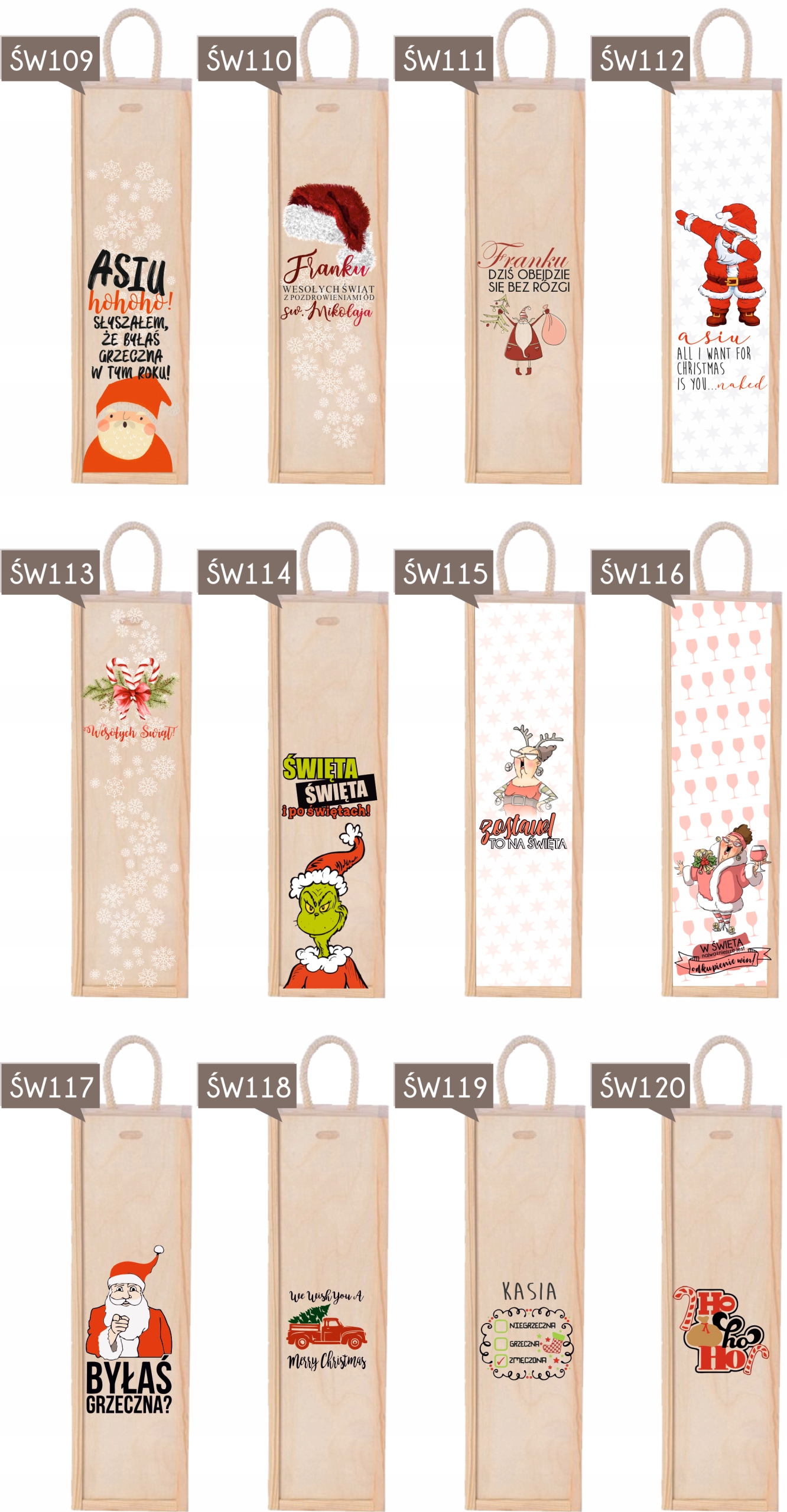 SKRZYNKA NA WINO prezent Mikołajki Święta nadruk