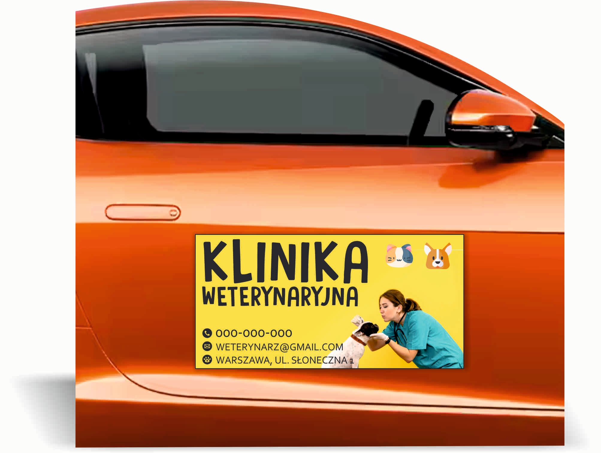 Magnes na samochód auto reklama magnetyczna 60x30 cm klinika weterynaryjna