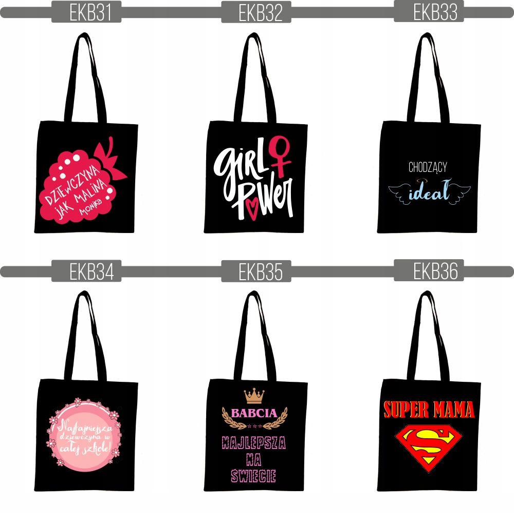 EKO TORBA czarna super nadruk Twój napis TANIO