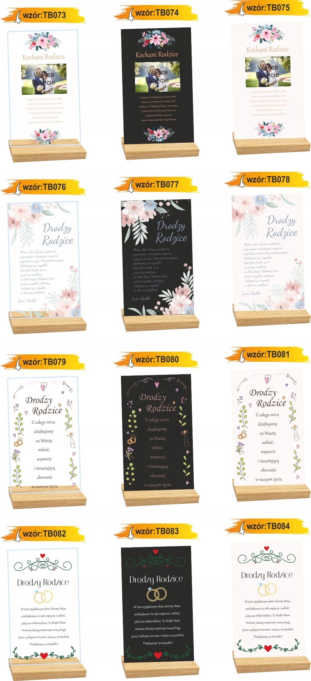 STATUETKA RAMKA podziękowanie dla rodziców na ślub wasze życzenia druk UV