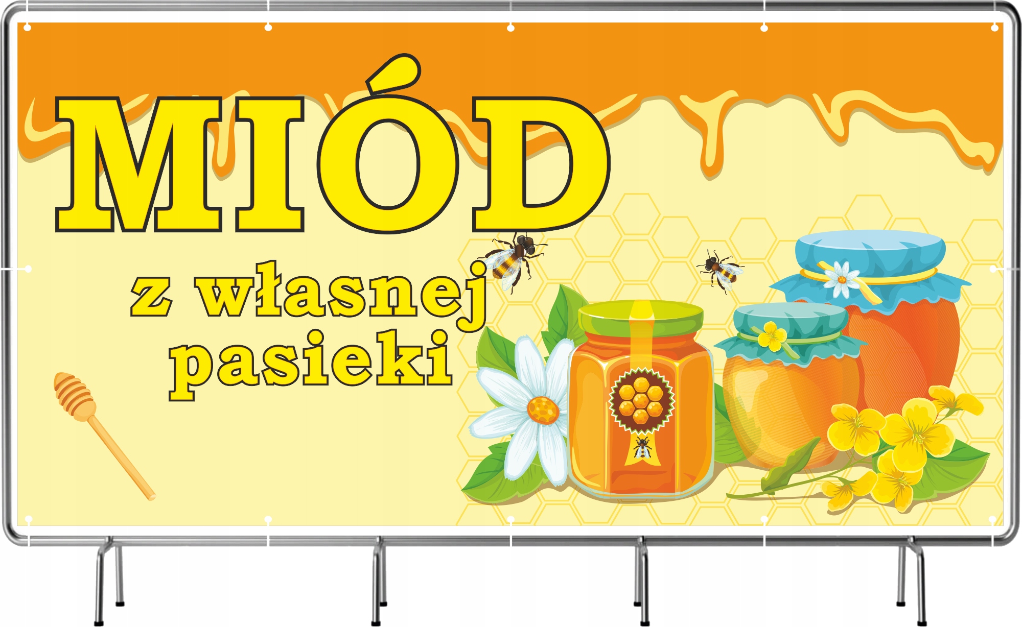 BANER REKLAMOWY 200x100cm gotowy projekt SPRZEDAŻ MIODU plandeka