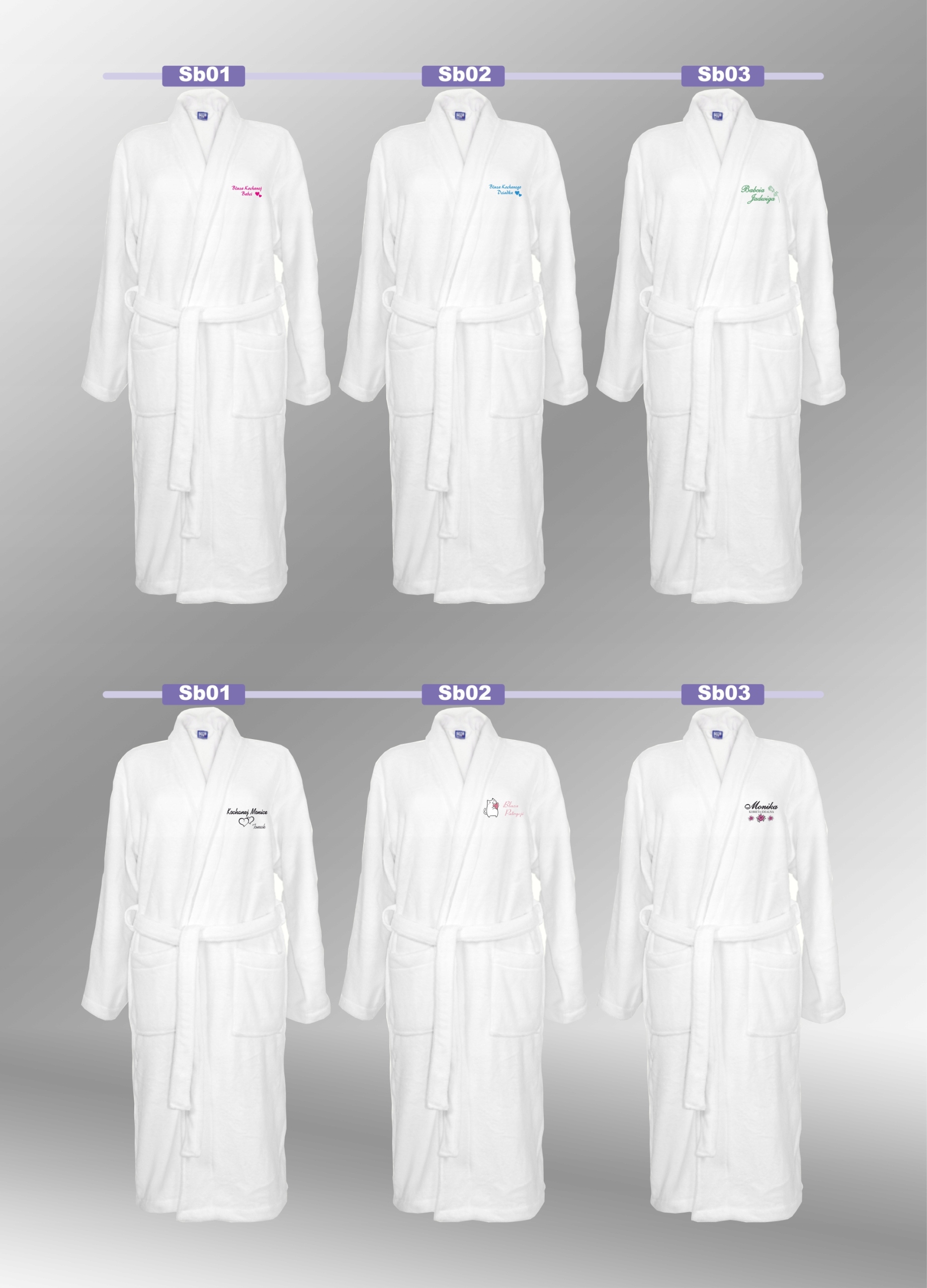 SZLAFROK BIAŁY Z HAFTEM rozmiar 2XL unisex PREZENT personalizacja IMIĘ