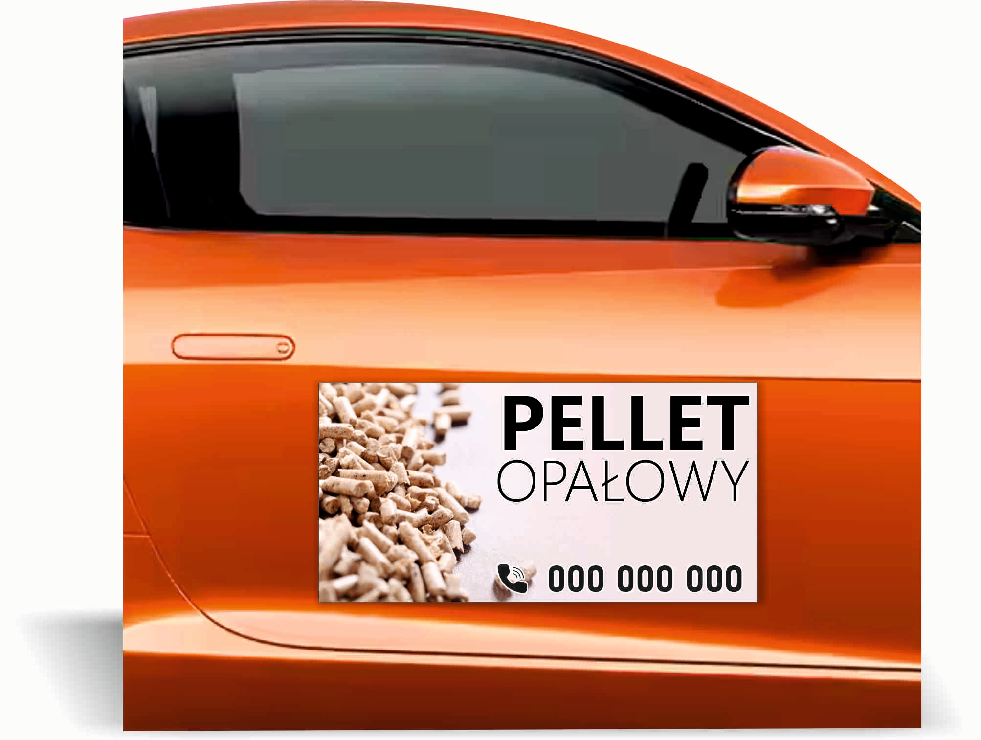 Magnes na samochód reklama magnetyczna 60x30 cm PELLET OPAŁOWY różne wzory