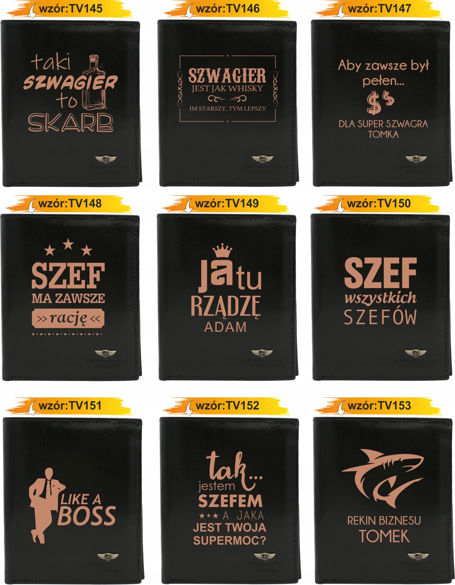 Portfel męski skórzany czarny GRAWEROWANY prezent dla kierowcy twój napis