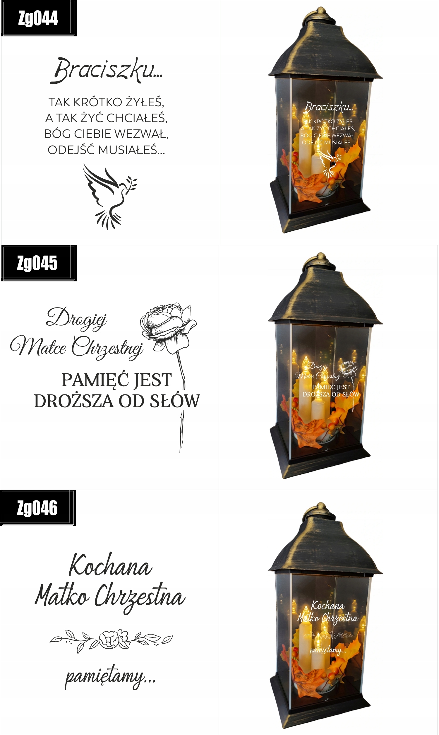 ZNICZ LAMPION z GRAWEREM dla Matki Chrzestnej