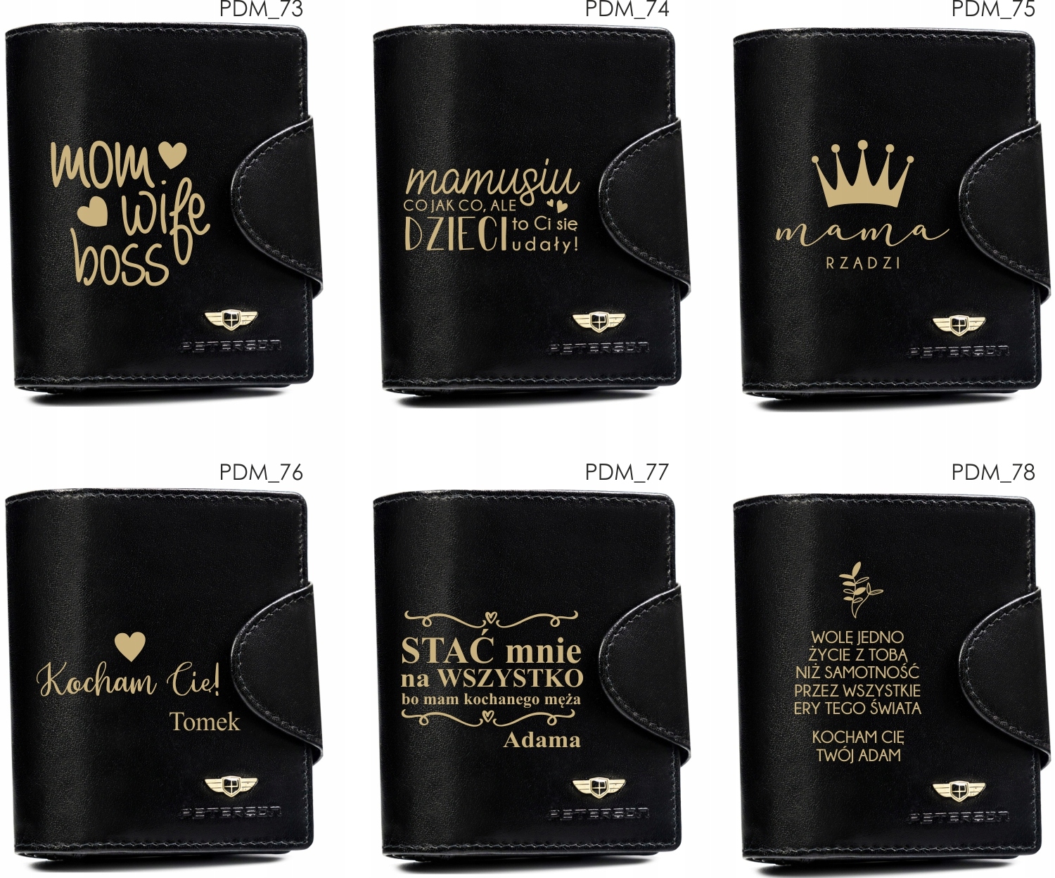 Portfel skórzany zcarny prezent DLA BABCI z GRAWEREM