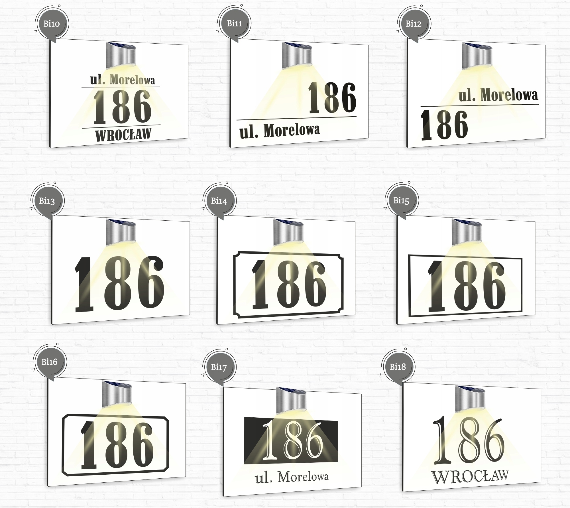 duża TABLICZKA ADRESOWA dibond biała numer posesji 40x30 lampka led