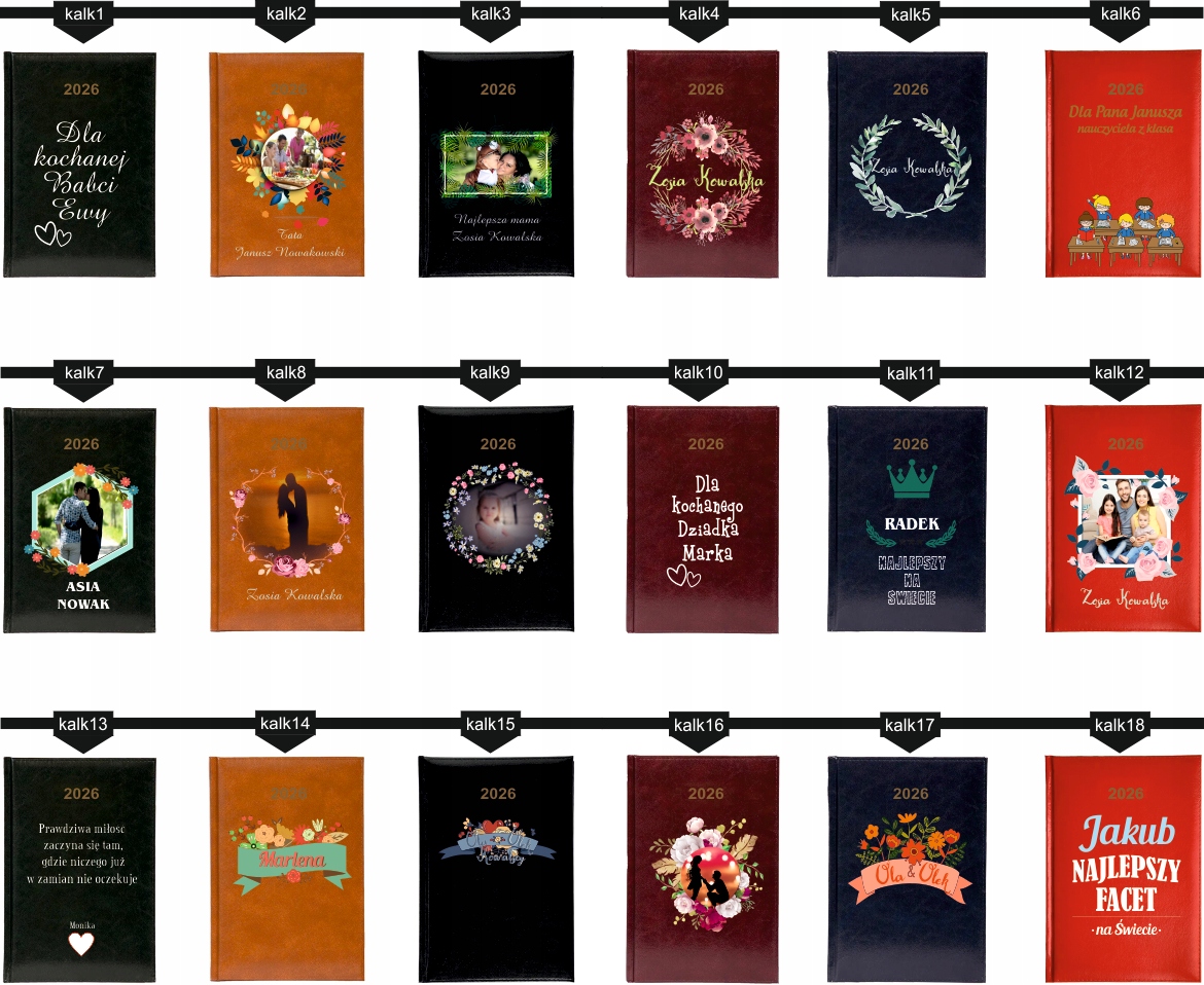 Tygodniowy KALENDARZ 2026 z TWOIM IMIENIEM A5 książkowy DOWOLNY NADRUK