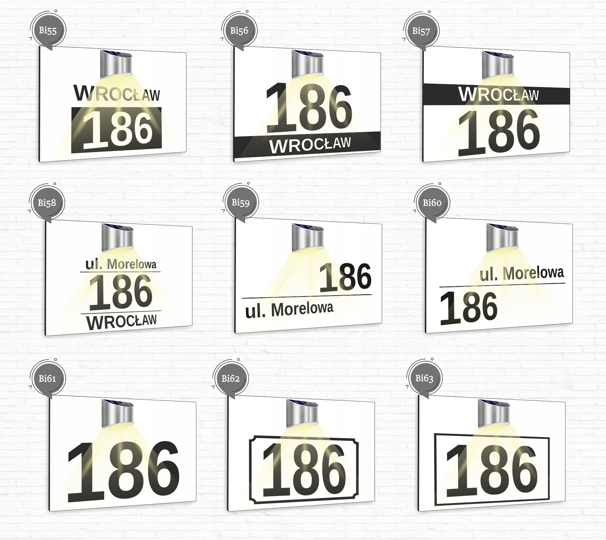 duża TABLICZKA ADRESOWA dibond biała numer posesji 40x30 lampka led