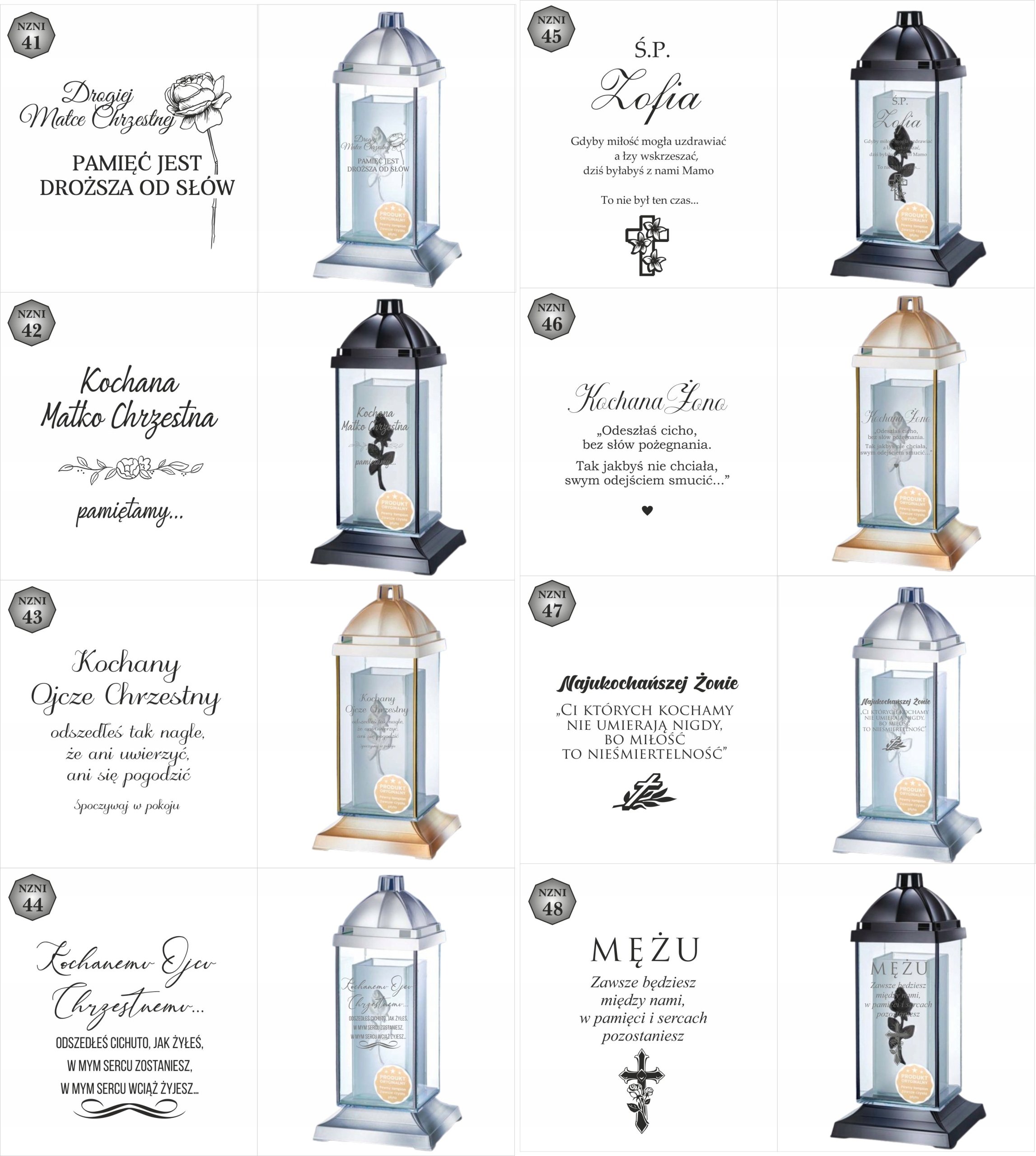 Luksusowy znicz personalizowany cytat grawer z napisem dedykacją inicjałami