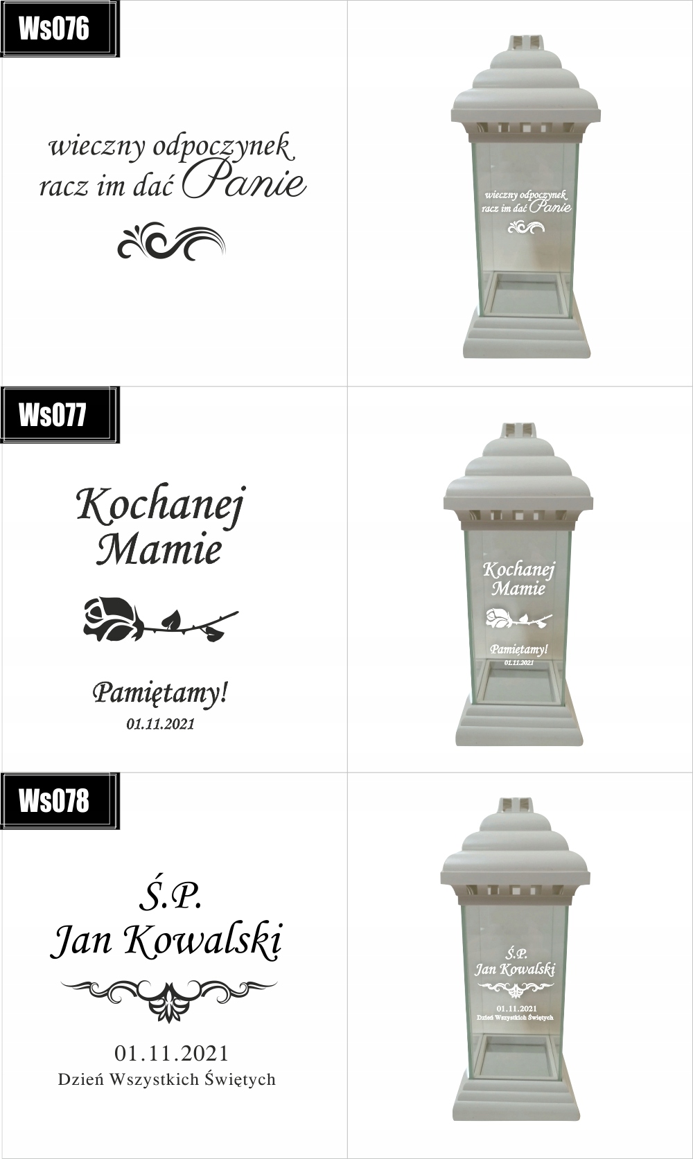 ZNICZ z grawerem dla Mamy Wszystkich Świętych