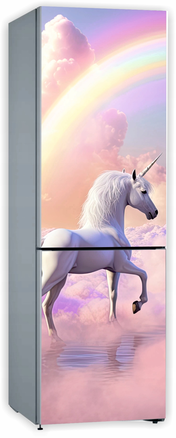 Naklejka samoprzylepna okleina tapeta na lodówkę jednorożec tęcza 171x70 cm