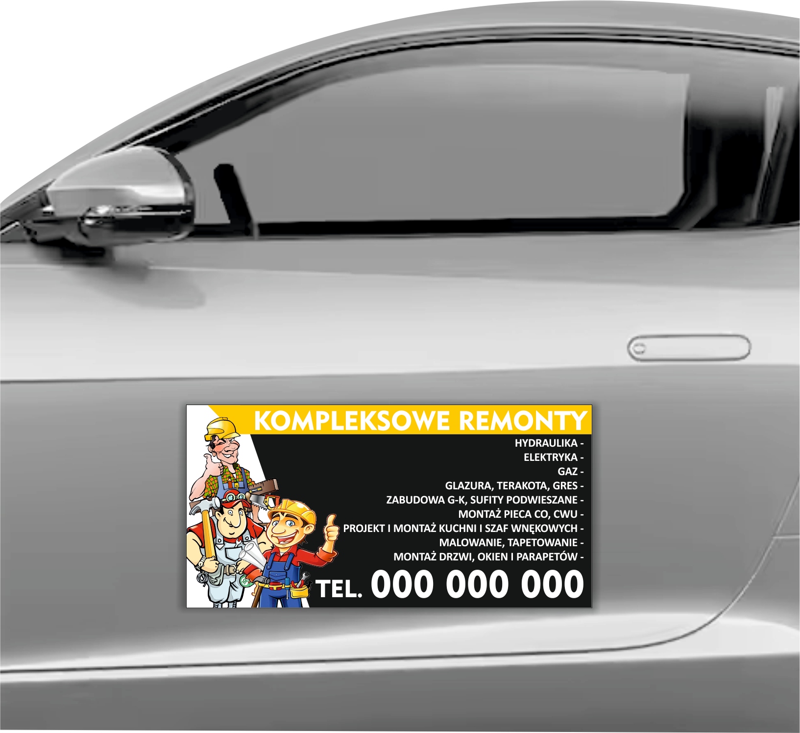 MAGNES NA SAMOCHÓD MAGNETYCZNA REKLAMA 60X30 KOMPLEKSOWE REMONTY