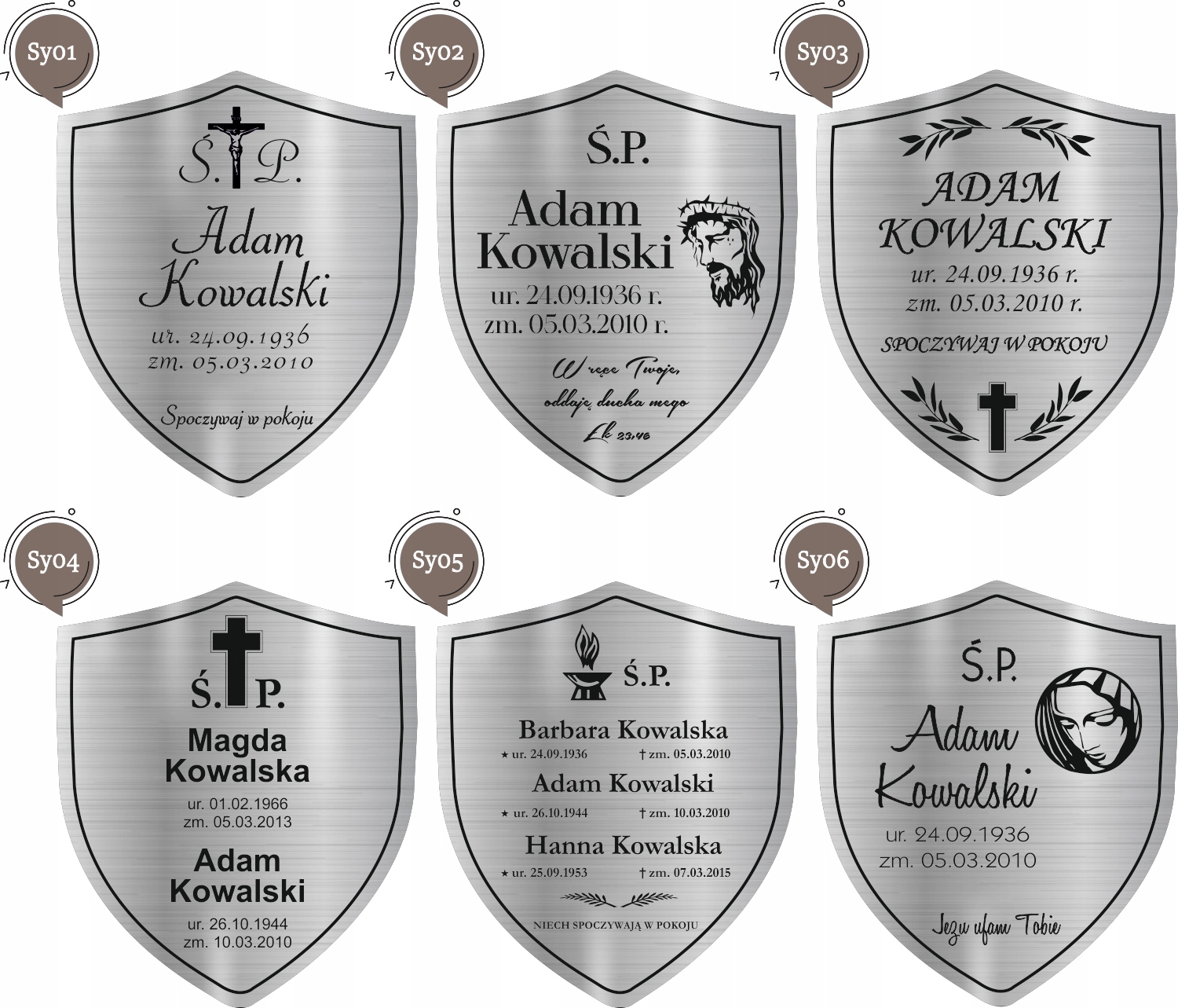 Tablica nagrobna tabliczka na KRZYŻ GRÓB ŚP