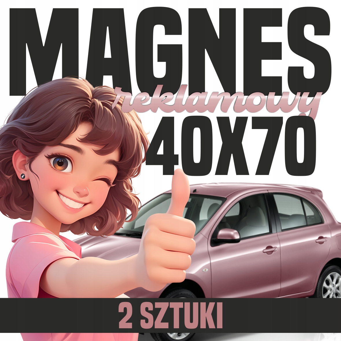 Mata Magnetyczna na Auto 40x70 cm - Profesjonalna Reklama magnes - 2 szt