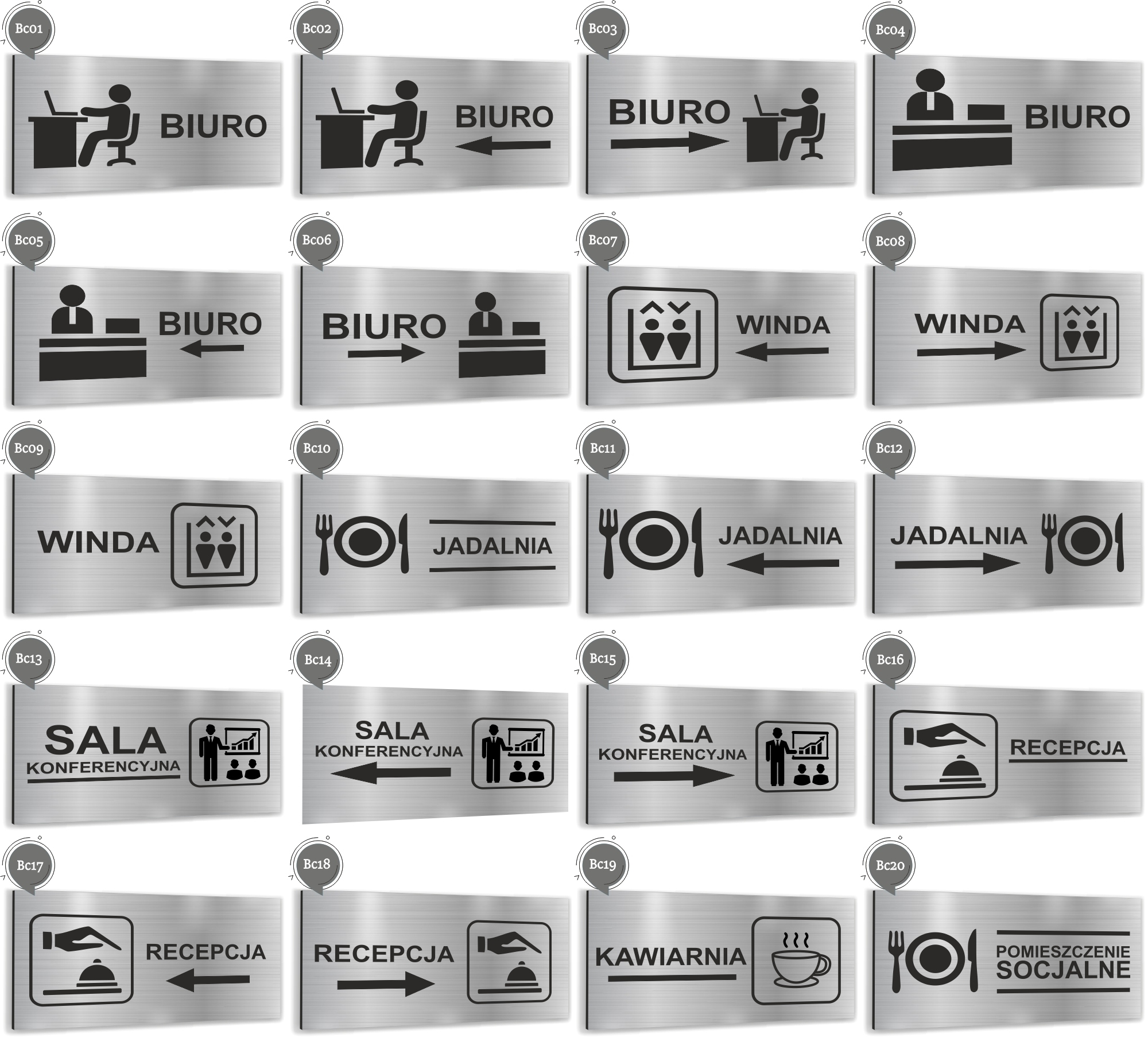 Tabliczka informacyjna TEKST NAPIS SALA KONFERENCYJNA nierdzewna SREBRNA