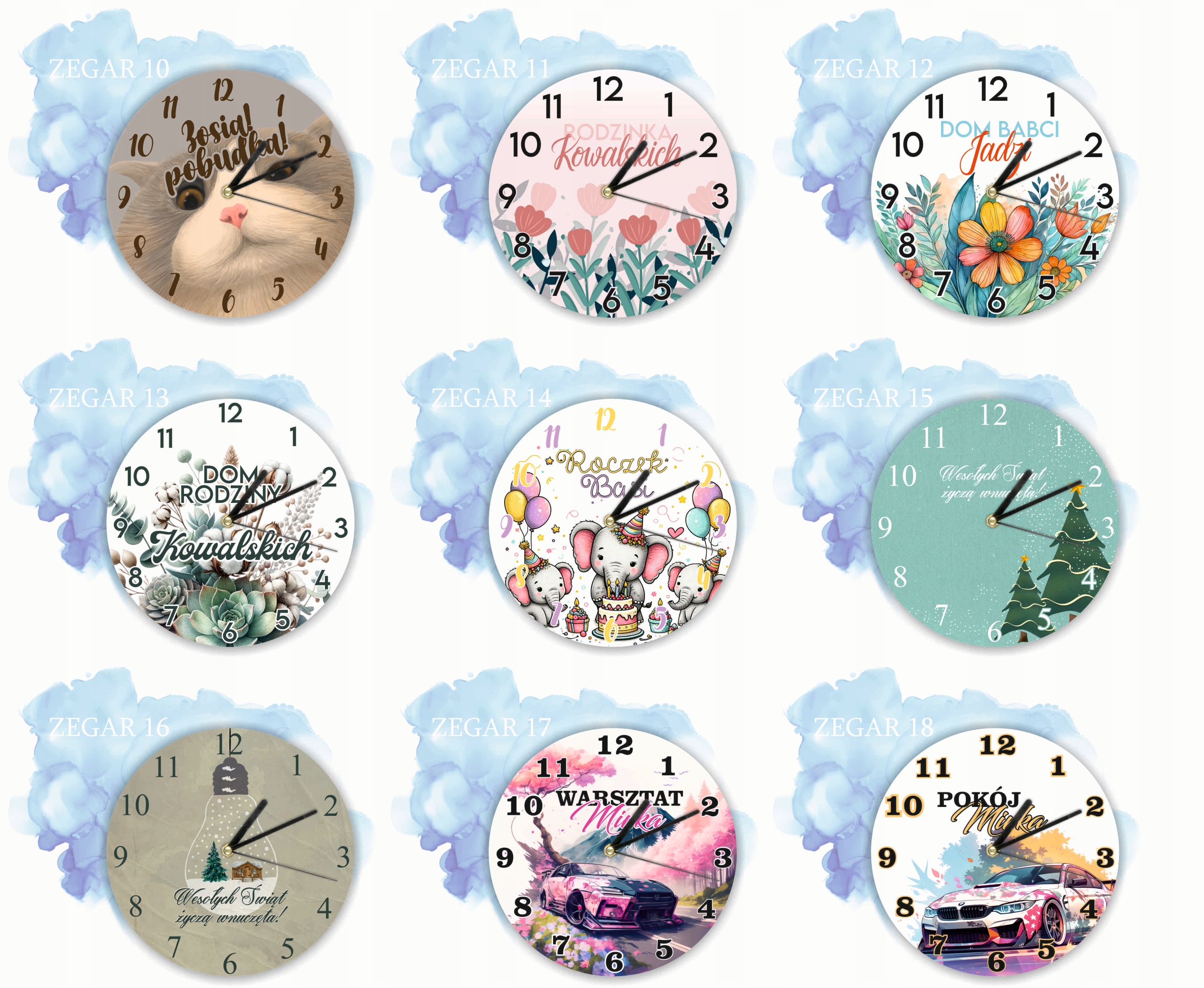 ZEGAR ścienny PREZENT duży wybór wzorów DLA DZIECKA z imieniem