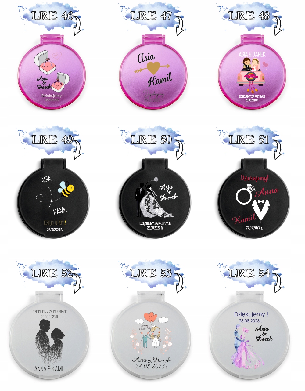 LUSTERKO personalizowane podziękowania dla gości ŚLUB WESELE wasze imiona