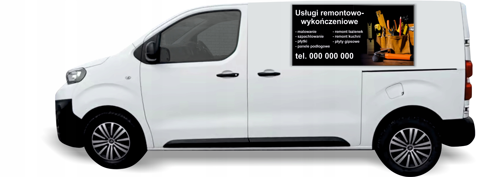 Naklejka Folia na samochód auto reklamowa USŁUGI REMONTOWO WYKOŃCZENIOWE