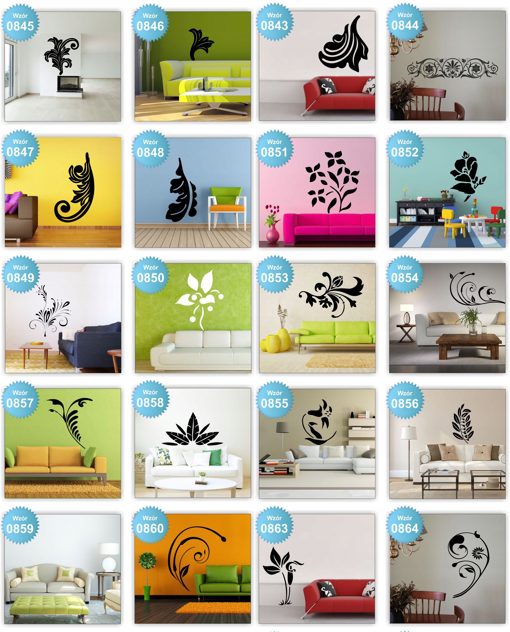 NAKLEJKI ścienne NAKLEJKA kwiaty floral ŚCIANĘ 120