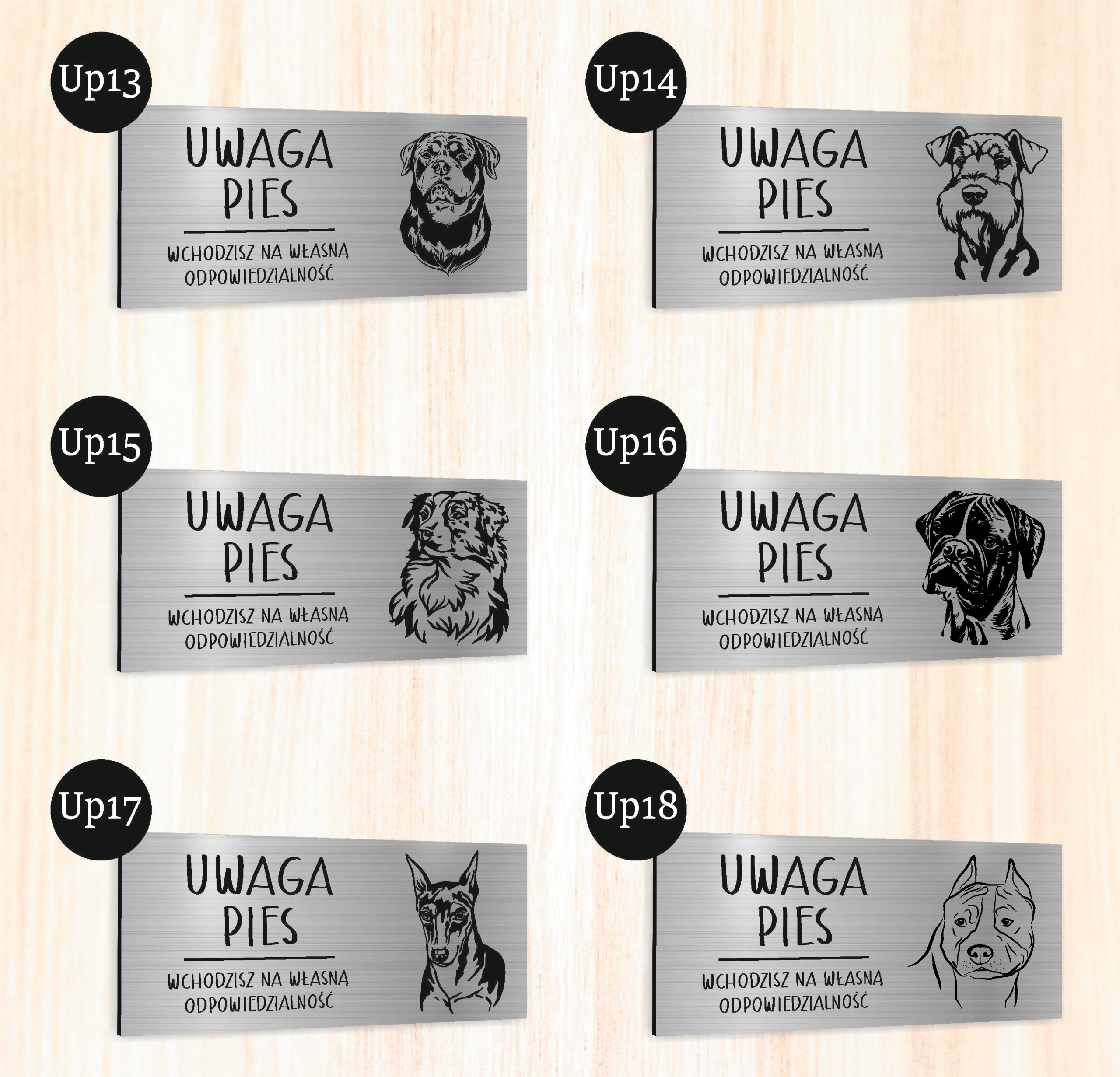 Tabliczka dibond uwaga pies Buldog francuski 20x10 cm z NADRUKIEM UV