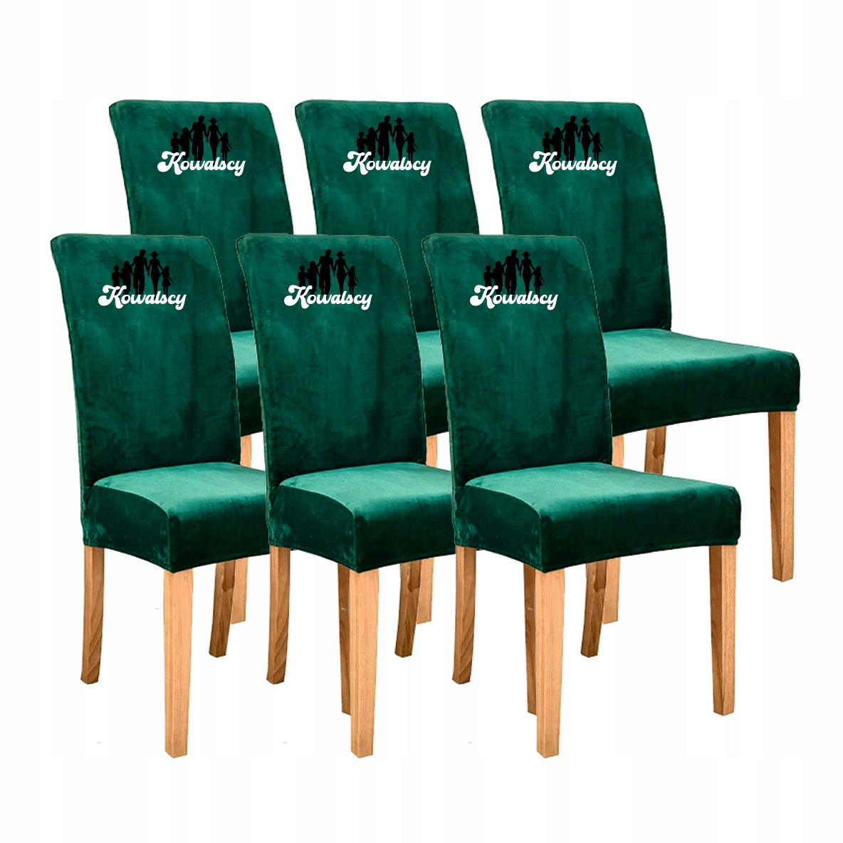 Pokrowiec na krzesło HAFT DLA CAŁEJ RODZINY z nazwiskiem KOMPLET 6SZT