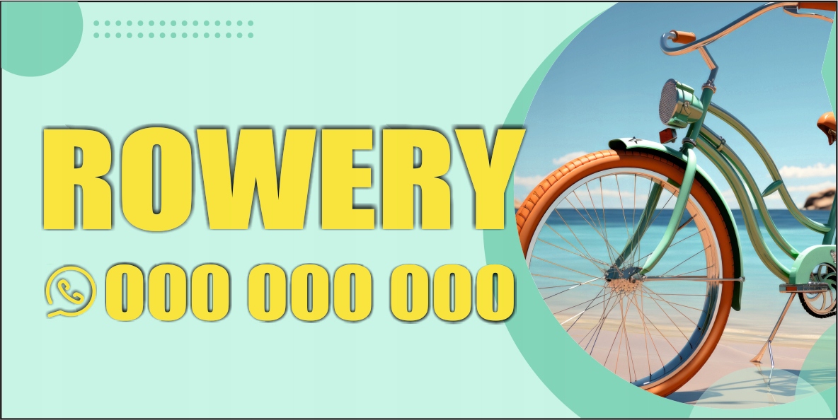 BANER REKLAMOWY OCZKOWANY 200x100 cm RÓŻNE WZORY WYPOŻYCZALNIA ROWERÓW