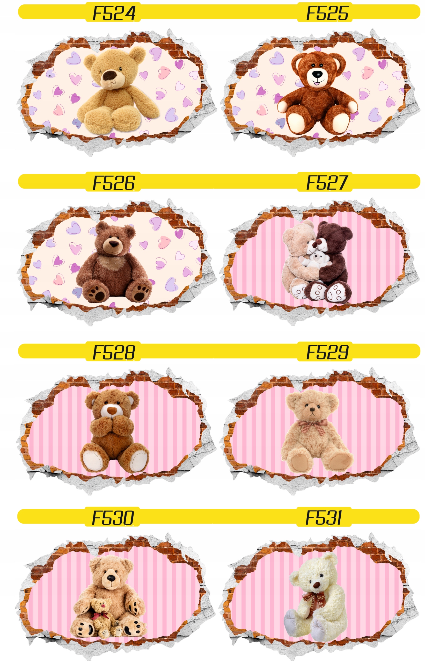 Naklejka samoprzylepna 3D misie pluszaki dziecięce