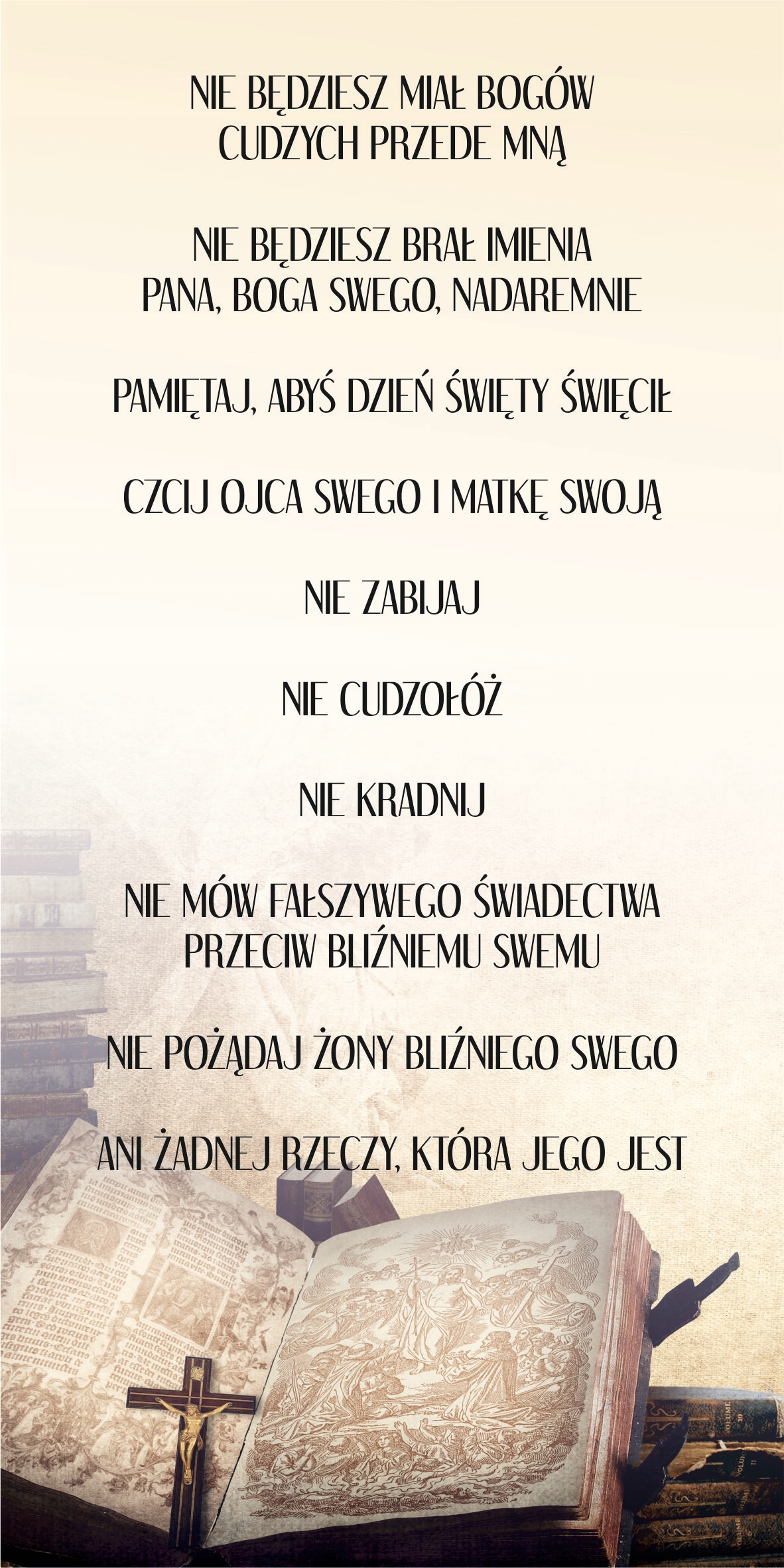 Baner religijny Katechetyczny 200x100 cm Dekoracja 10 PRZYKAZAŃ BOŻYCH