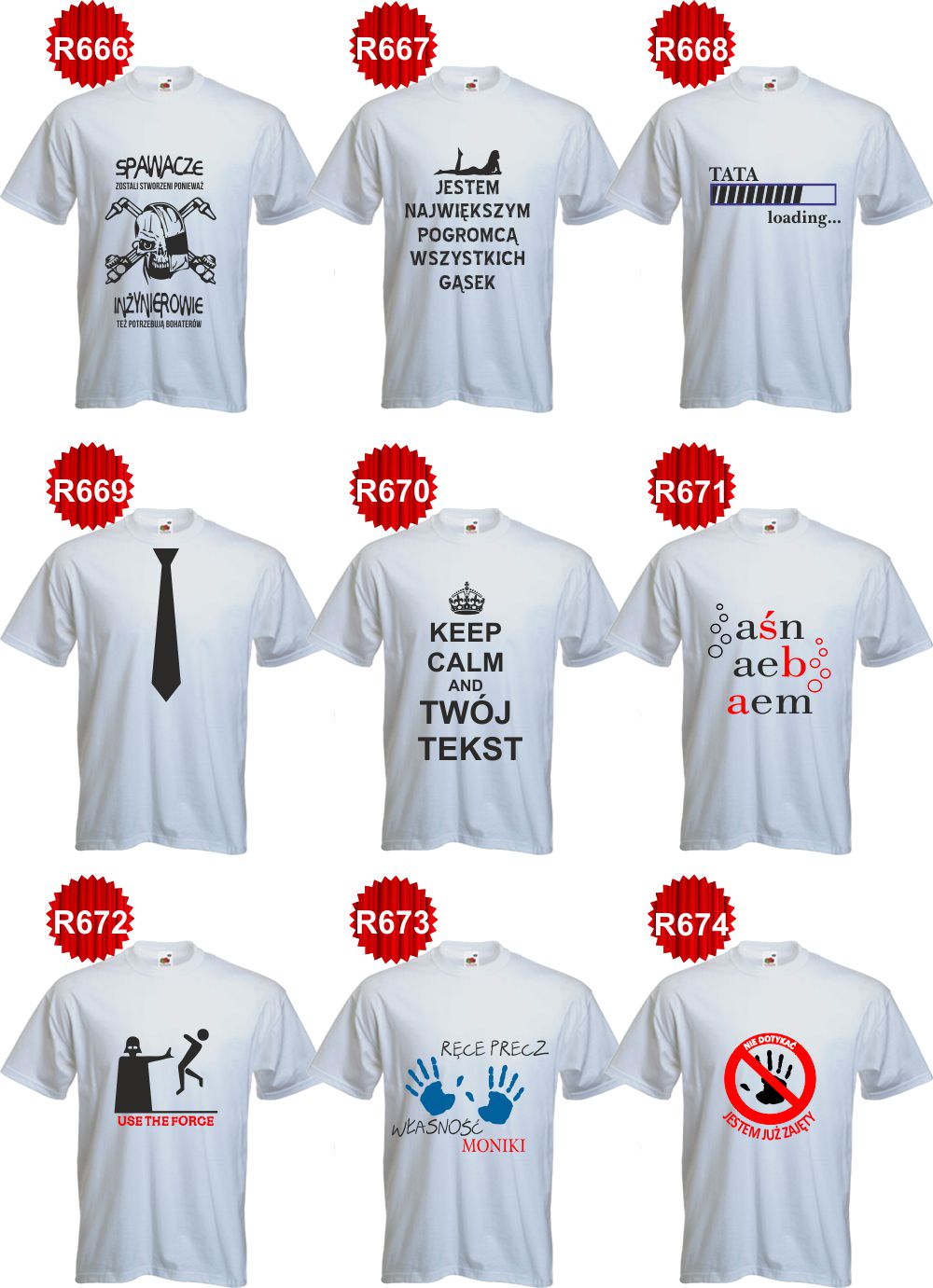 Koszulka z nadrukiem KEEP CALM TWÓJ TEKST napis