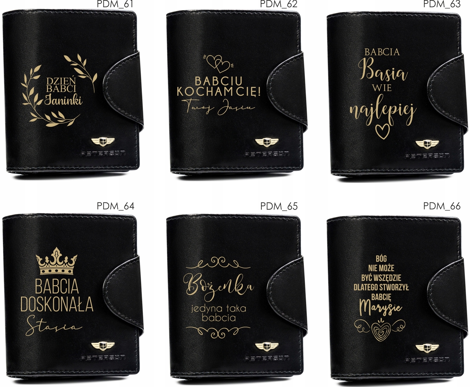 Portfel skórzany zcarny prezent DLA BABCI z GRAWEREM