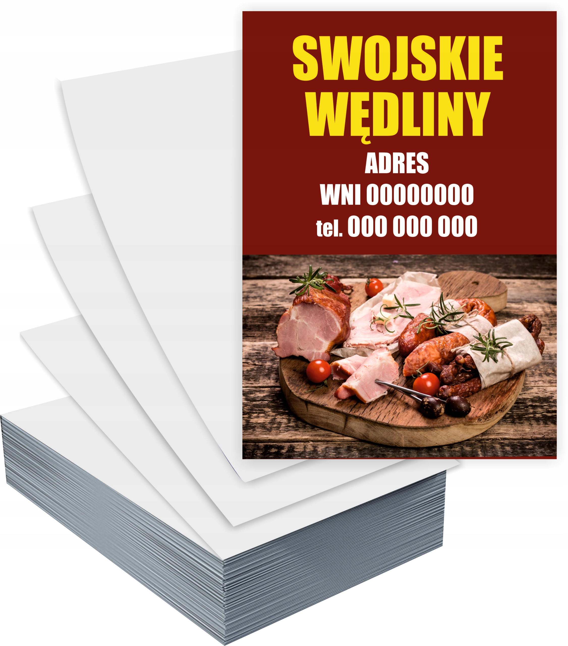 Ulotki A5 100 szt firmowe reklamowe SWOJSKIE WĘDLINY + PROJEKT GRATIS