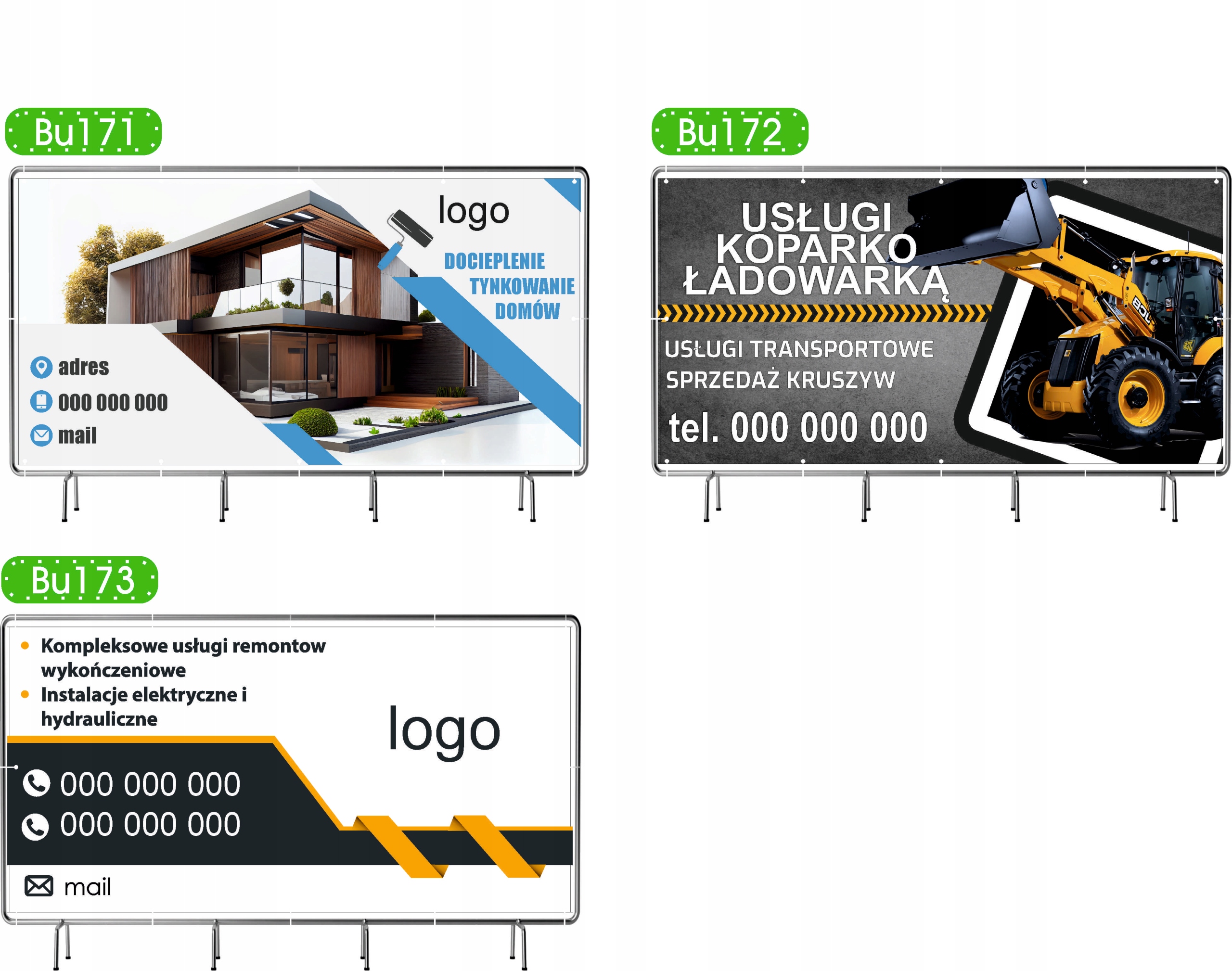 BANER REKLAMOWY 100x50 cm dużo wzorów USŁUGI WYKOŃCZENIOWO REMONTOWE