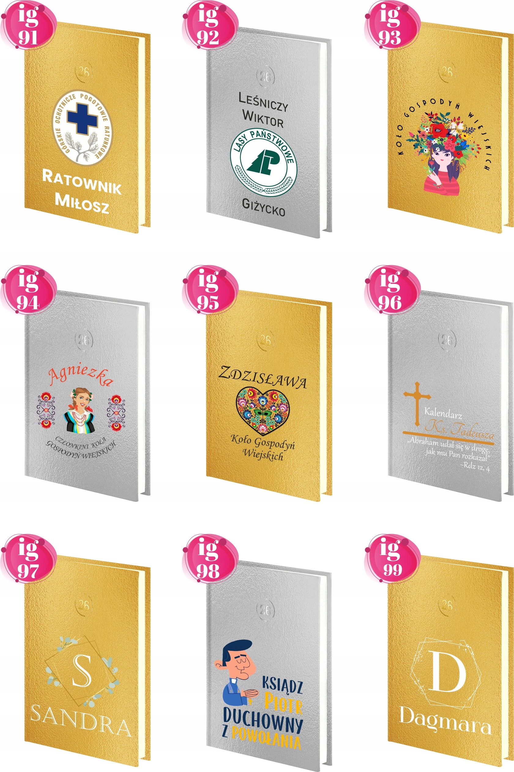 PLANER murarz tynkarz DZIENNY kalendarz książkowy A4 złoty srebrny