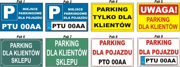 Miejsce parkingowe TABLICA parking dla numer auta