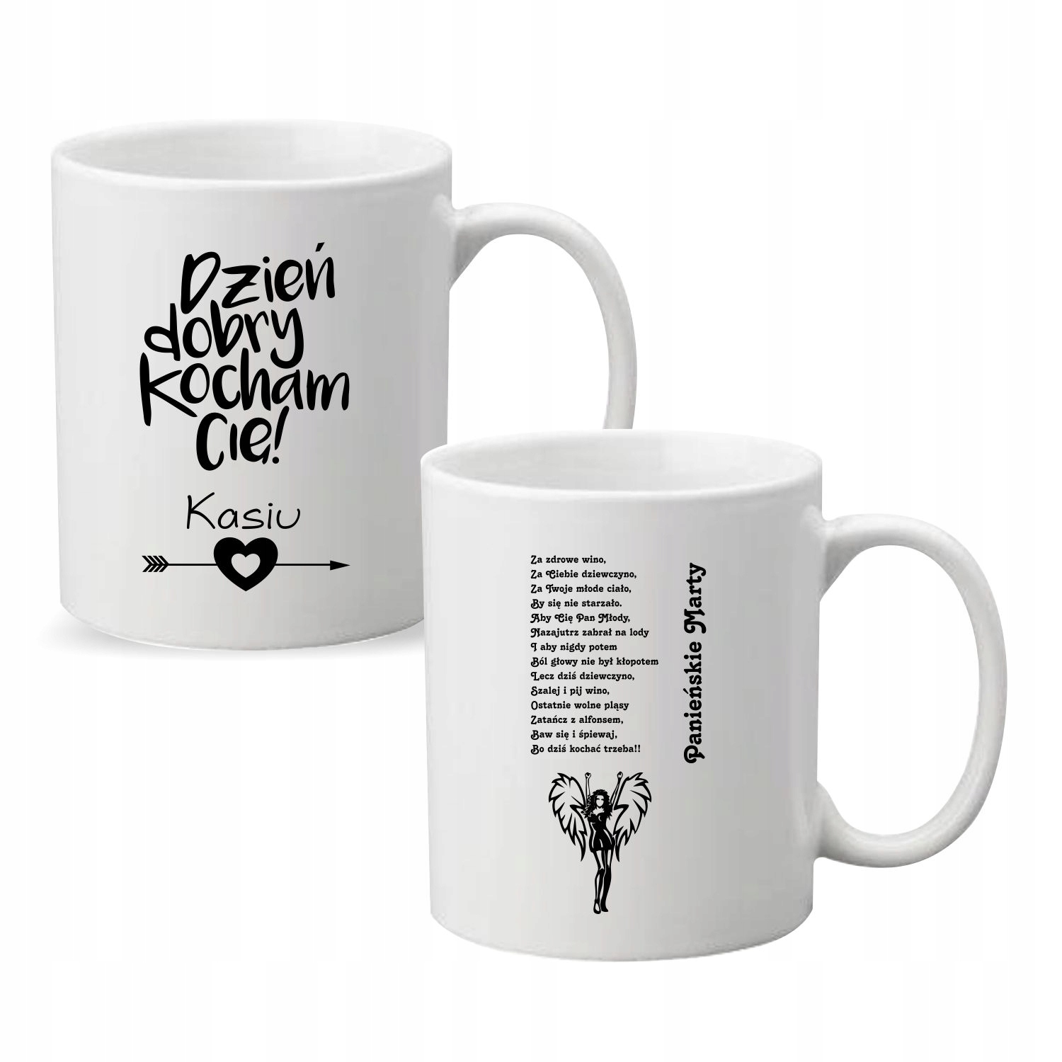 Kubek z nadrukiem DZIEŃ DOBRY KOCHAM CIĘ