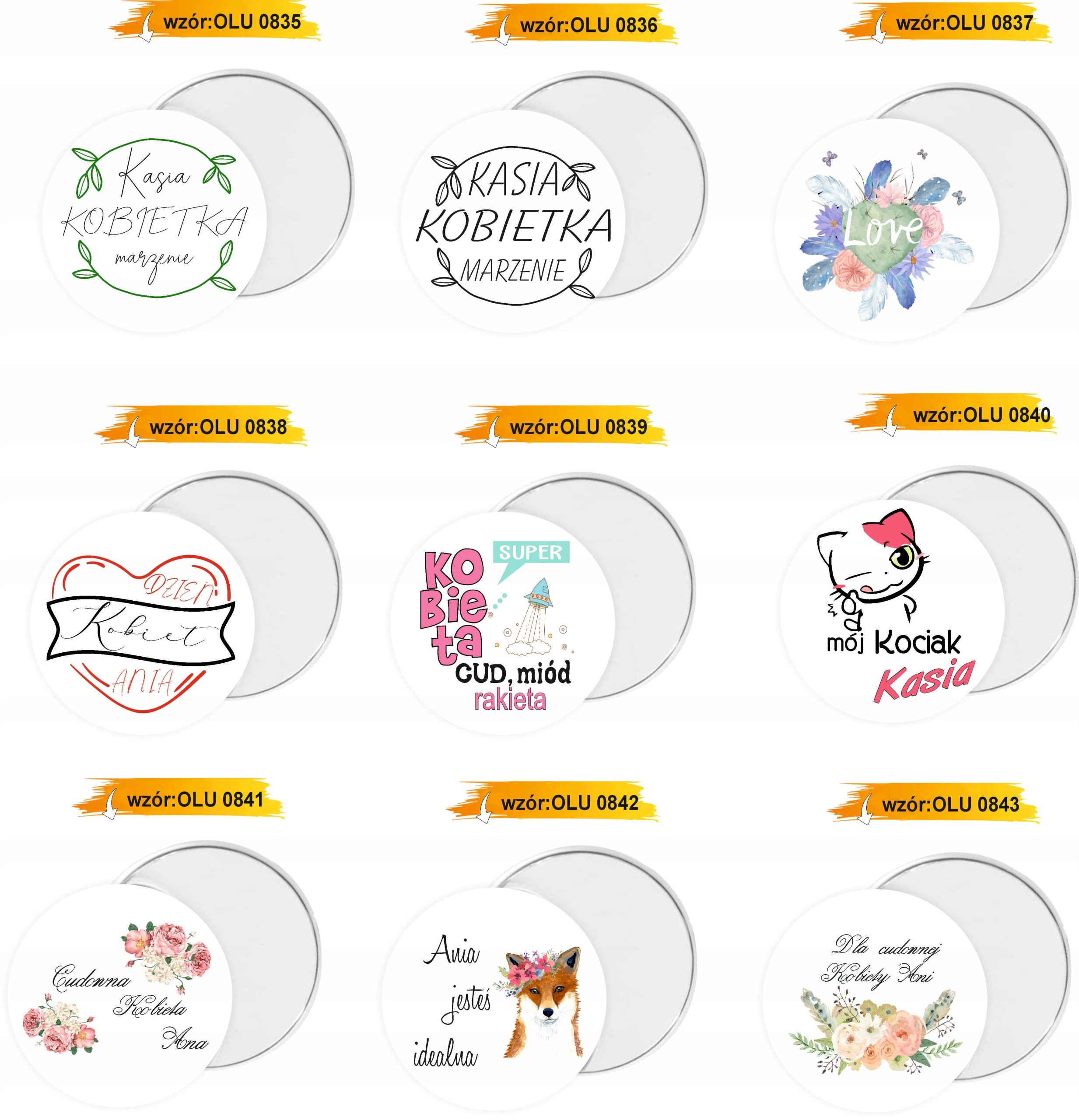 LUSTERECZKO LUSTERKO prezent dla DZIEWCZYNY DUŻO WZORÓW PERSONALIZOWANE