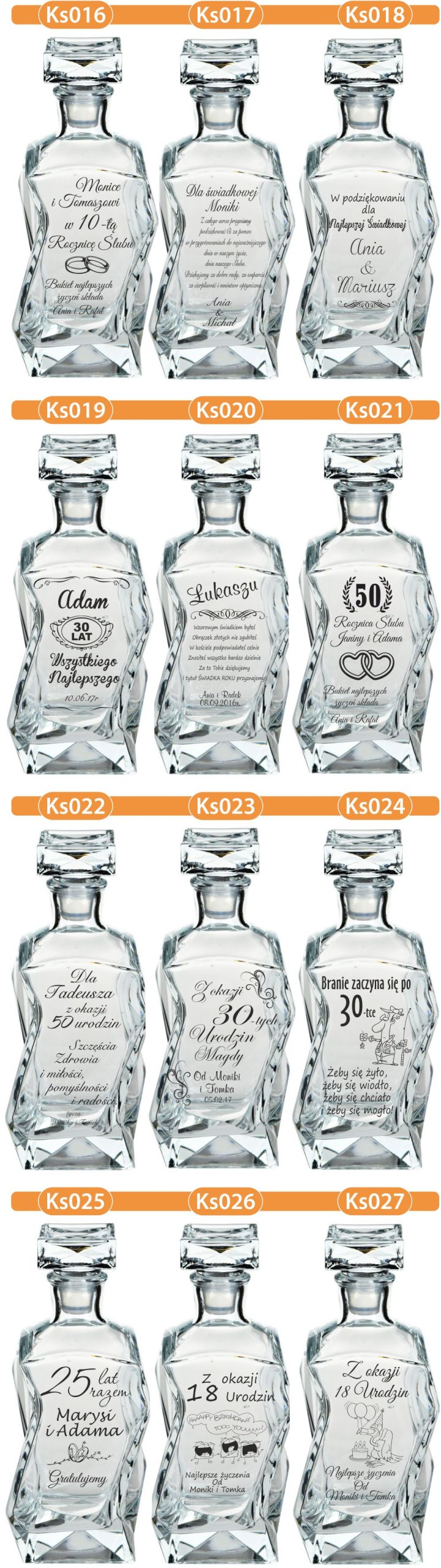 KARAFKA z grawerem + 6 szklanek PREZENT URODZINY