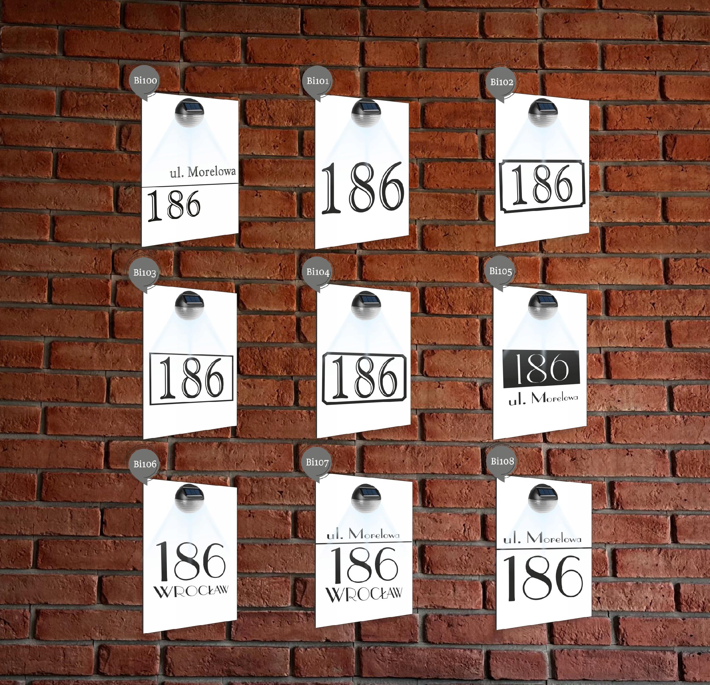 biała TABLICZKA ADRESOWA lampka led pionowa dibond numer domu 40x30