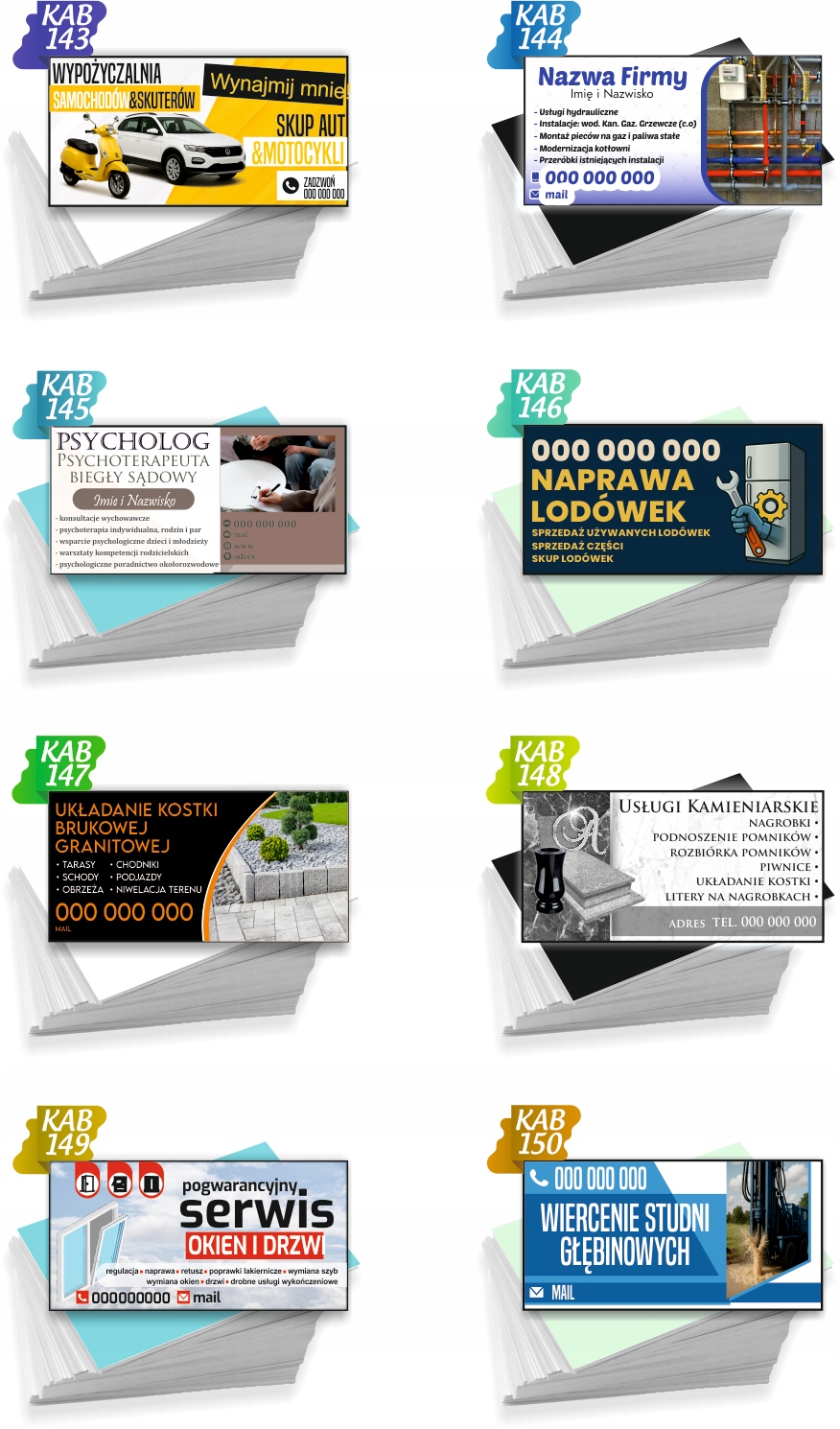 Wizytówki firmowe Foliowane 1000szt wiele wzorów usługi ogrodnicze