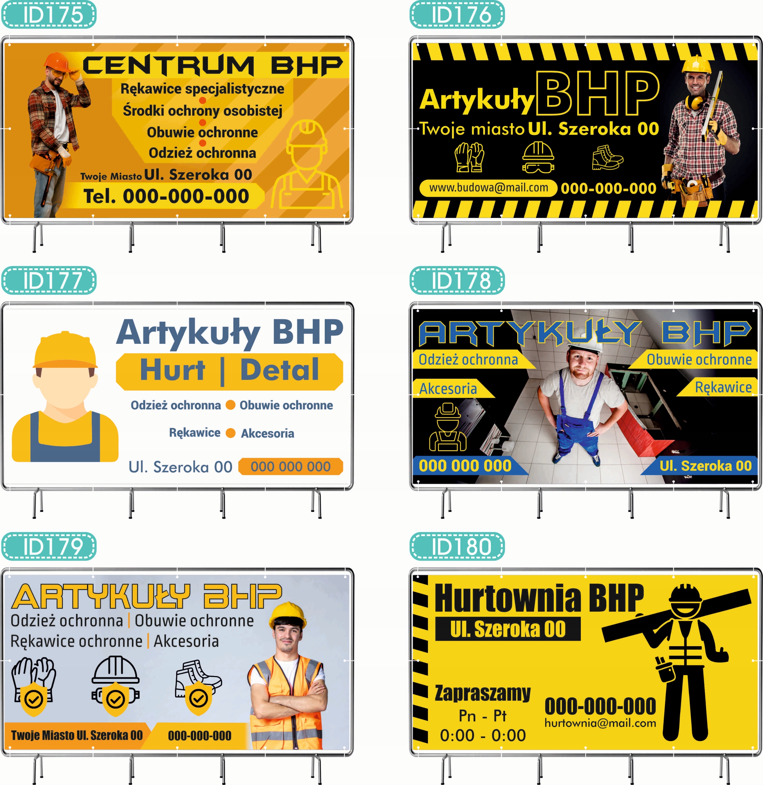 BANER REKLAMOWY 100x50cm projekt w cenie oczkowany ARTYKUŁY BHP