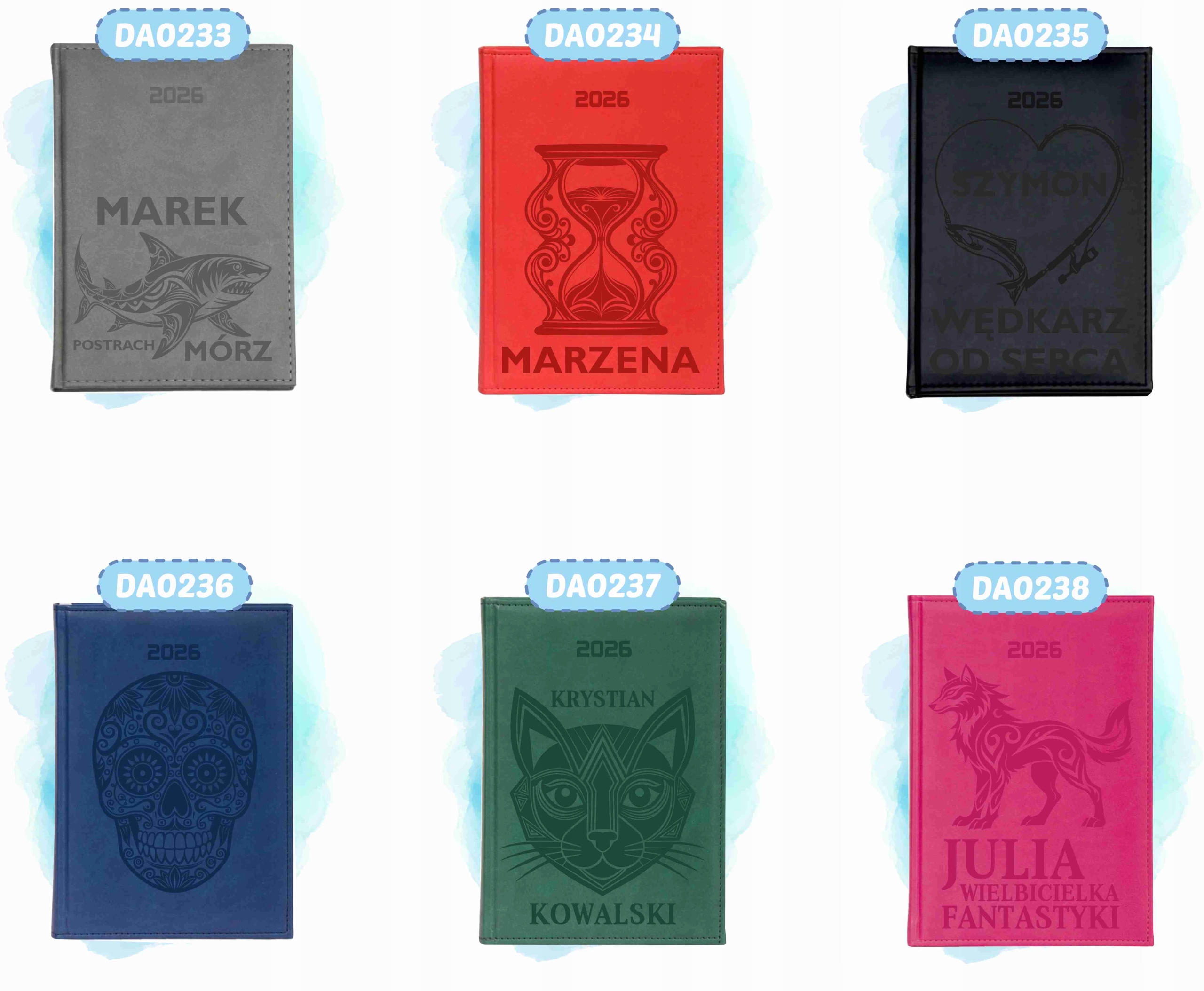 grawerowany planer A4 2026 książkowy dzienny ZNAK ZODIAKU twoje IMIĘ